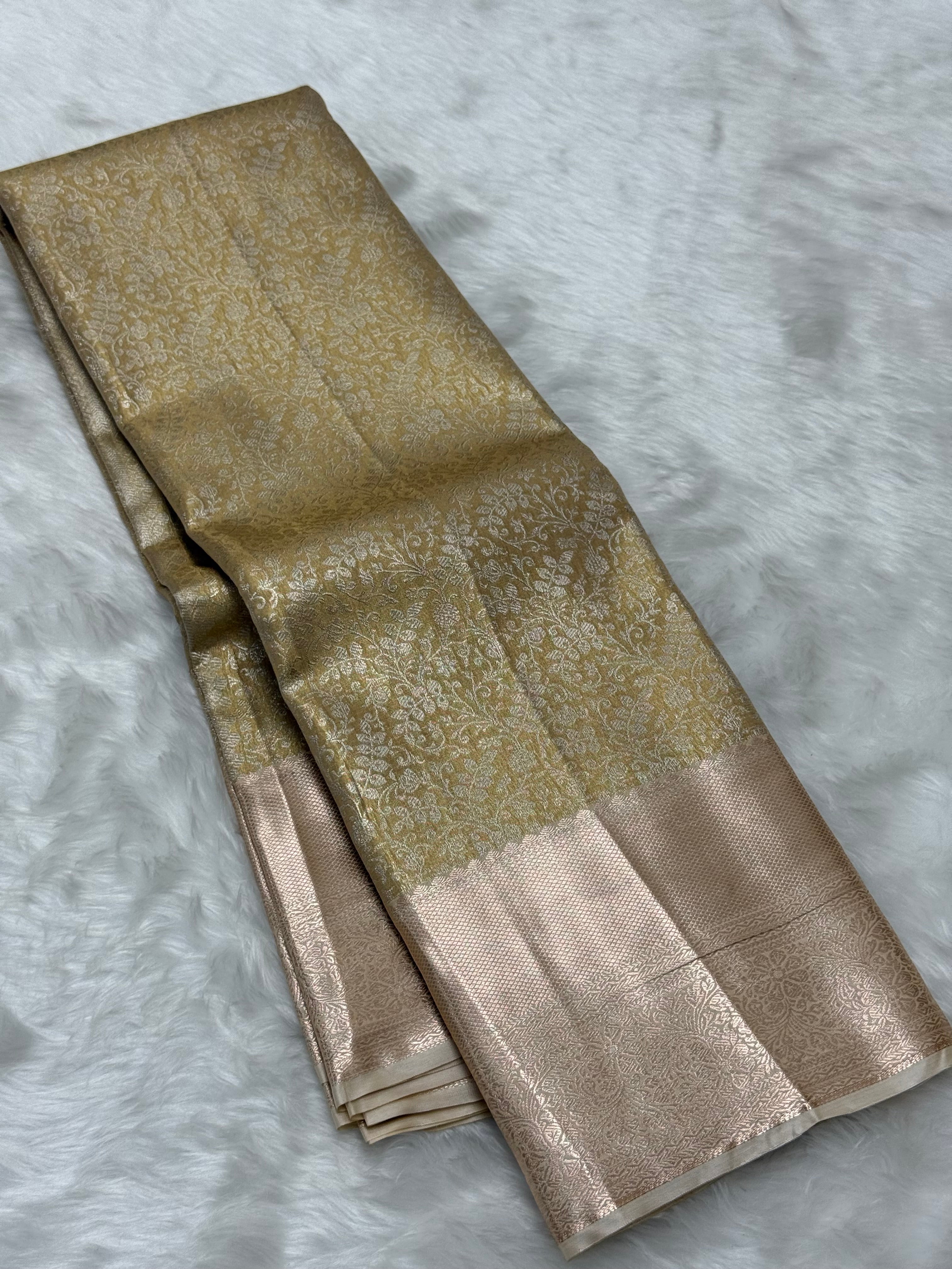 PREMIUM SEMI KANCHI TISSUE SILK SAREE - (GOLD,SILVER)
