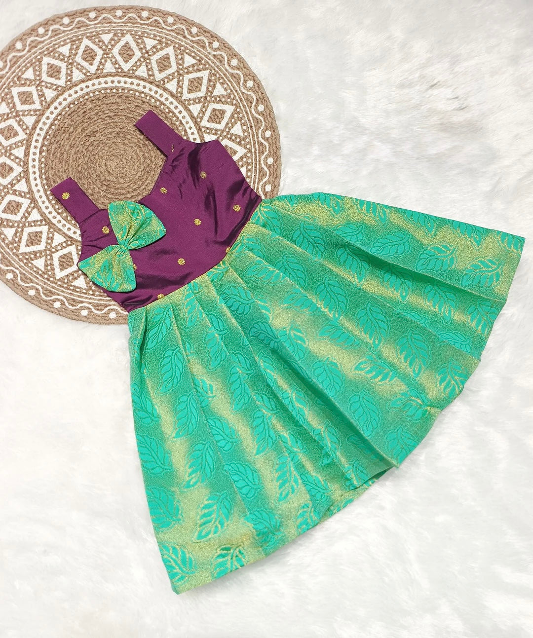 PURPLE GREEN NEW BORN FROCK