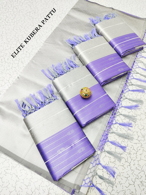 PREMIUM KANCHI SILVER BRIDAL SILK SAREES - LAVENDER