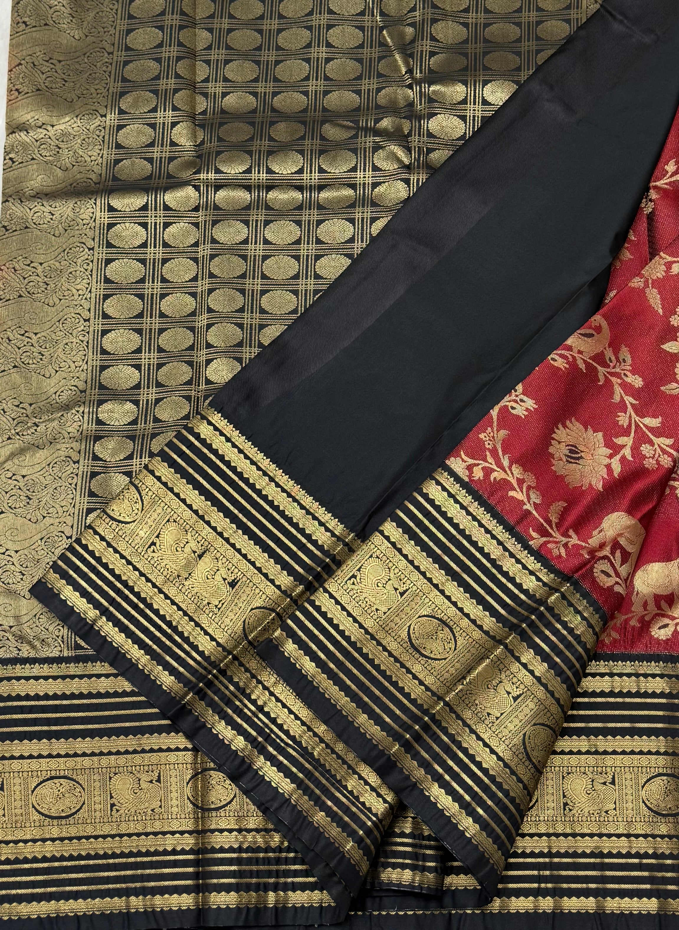 PREMIUM SEMI BROCADE SILK SAREE - DEEP WINE RED