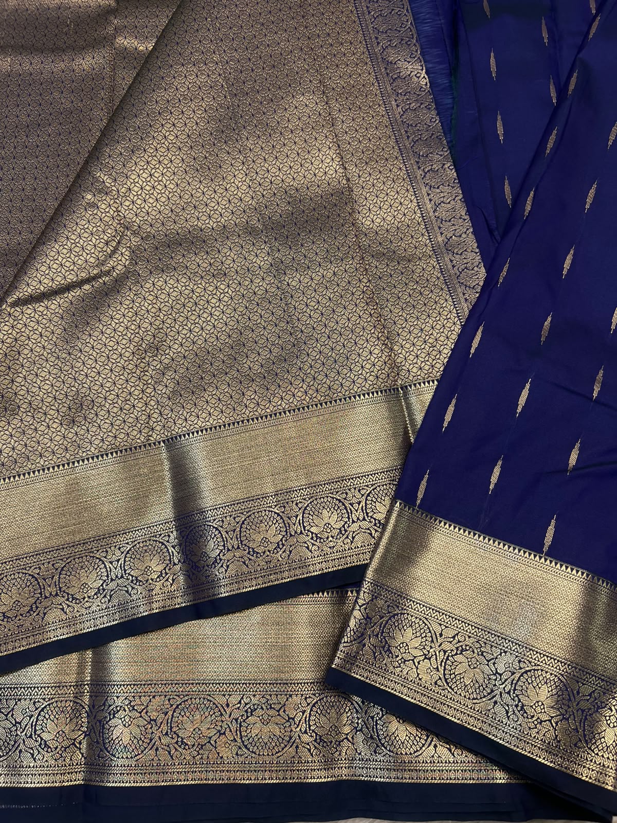 PREMIUM SEMI KANCHI SILK SAREE - ST PATRIC BLUE