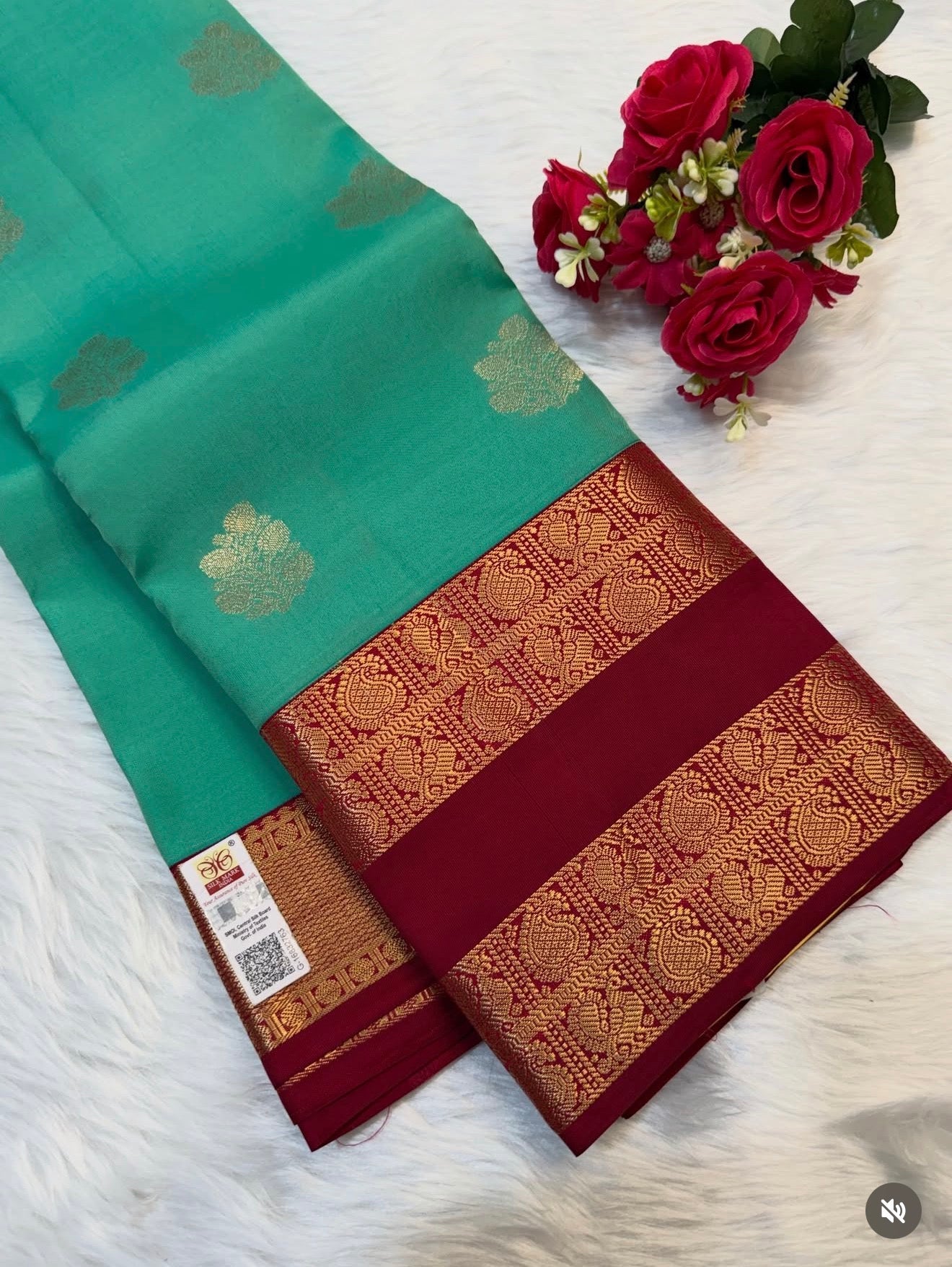 KANCHIPURAM PURE SILK SAREE | SILKMARK® CERTIFIED - SEAFOAM