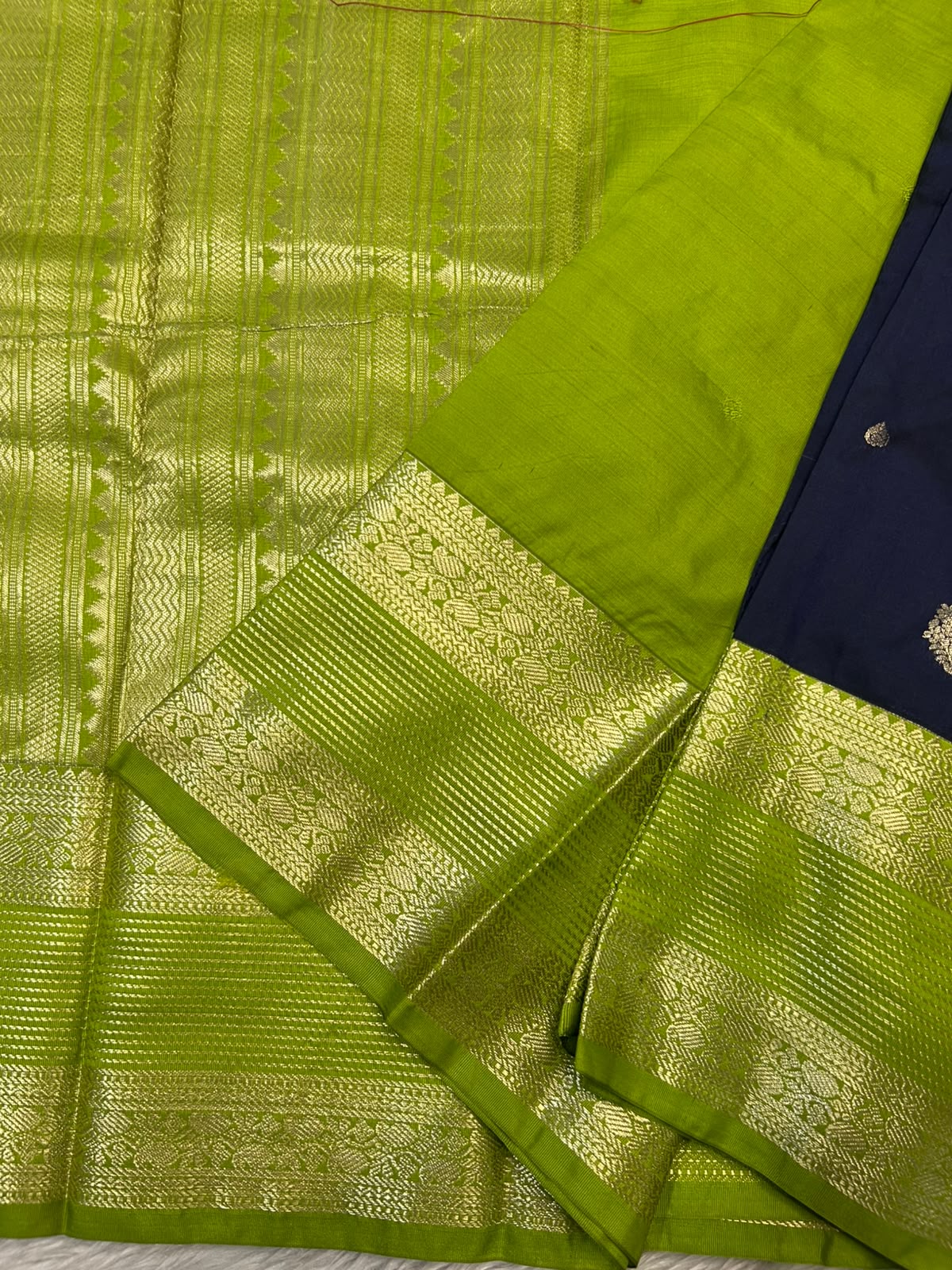 PREMIUM SEMI KANCHI SILK SAREE - NAVY BLUE