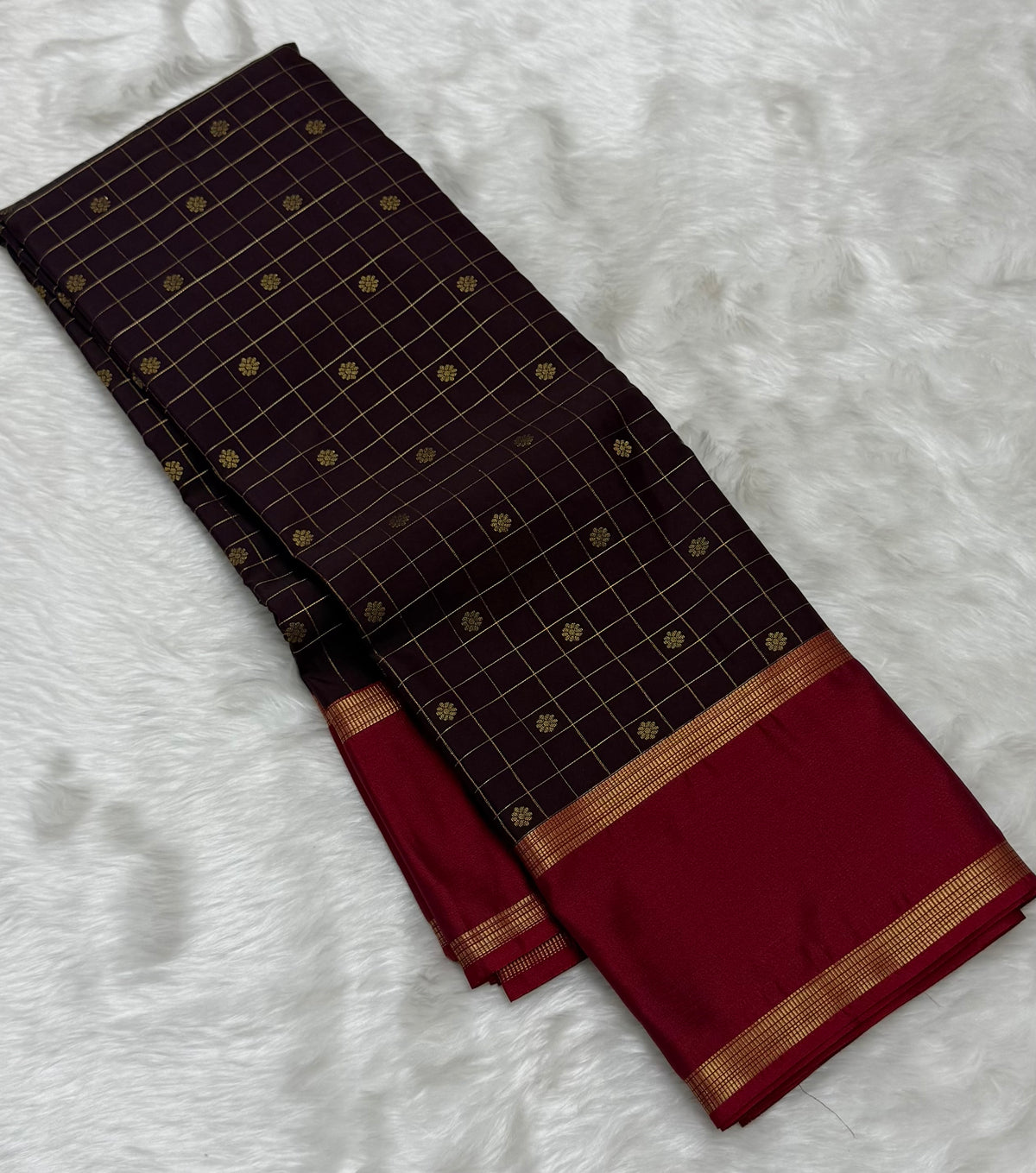 PREMIUM SEMI KANCHI SILK SAREE - DARK AUBERGINE