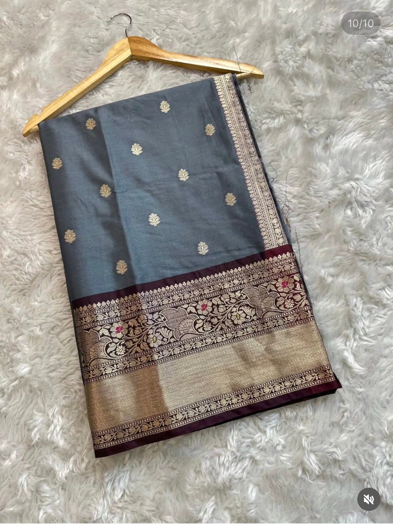 ELITE BANARASI KATAAN SILK SAREE - DEEP PURPLE