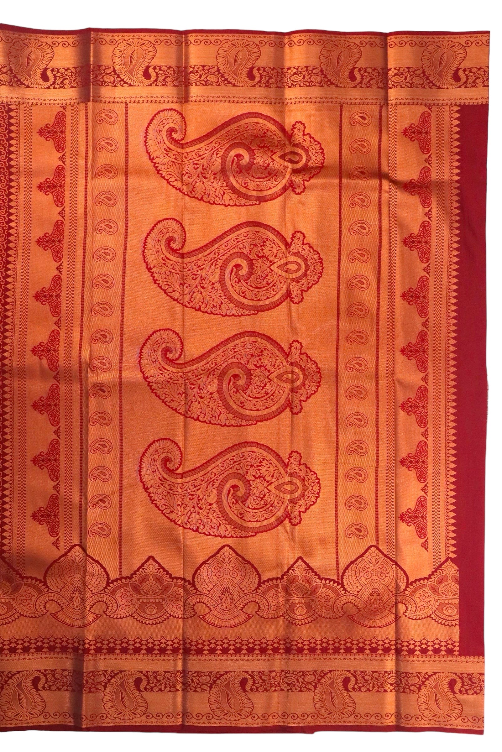 MAROON ART SILK SAREE WITH COPPER ZARI BORDER