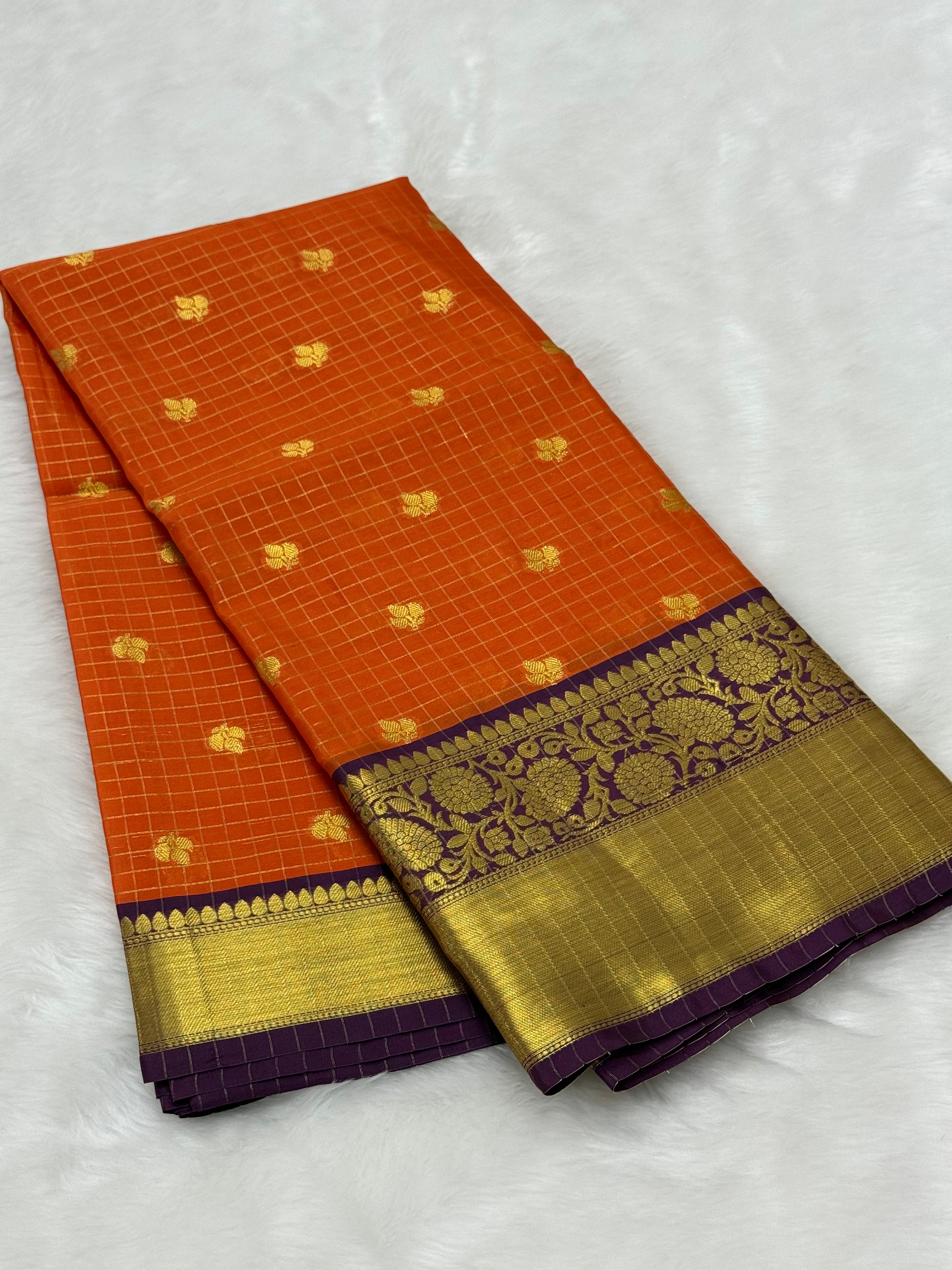 TRENDING BANARSI SILK SAREE - RUST ORANGE