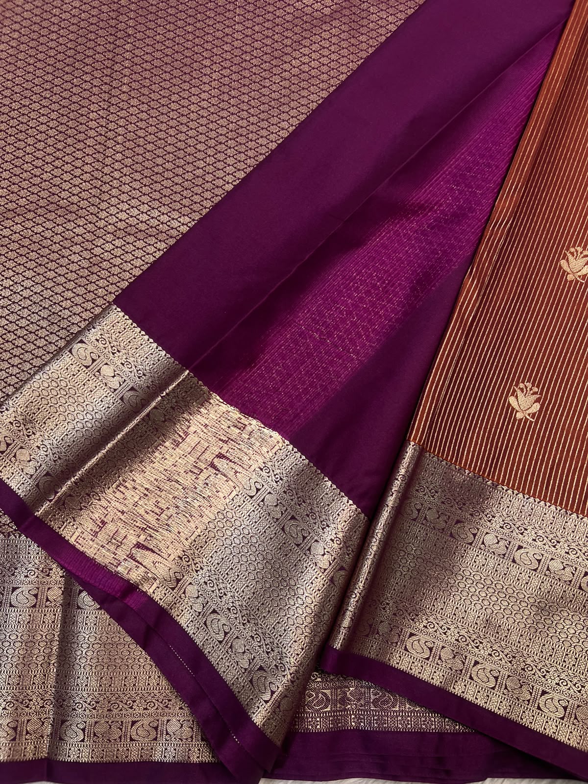 PREMIUM SEMI KANCHI SILK SAREE - RUSTY MAROON