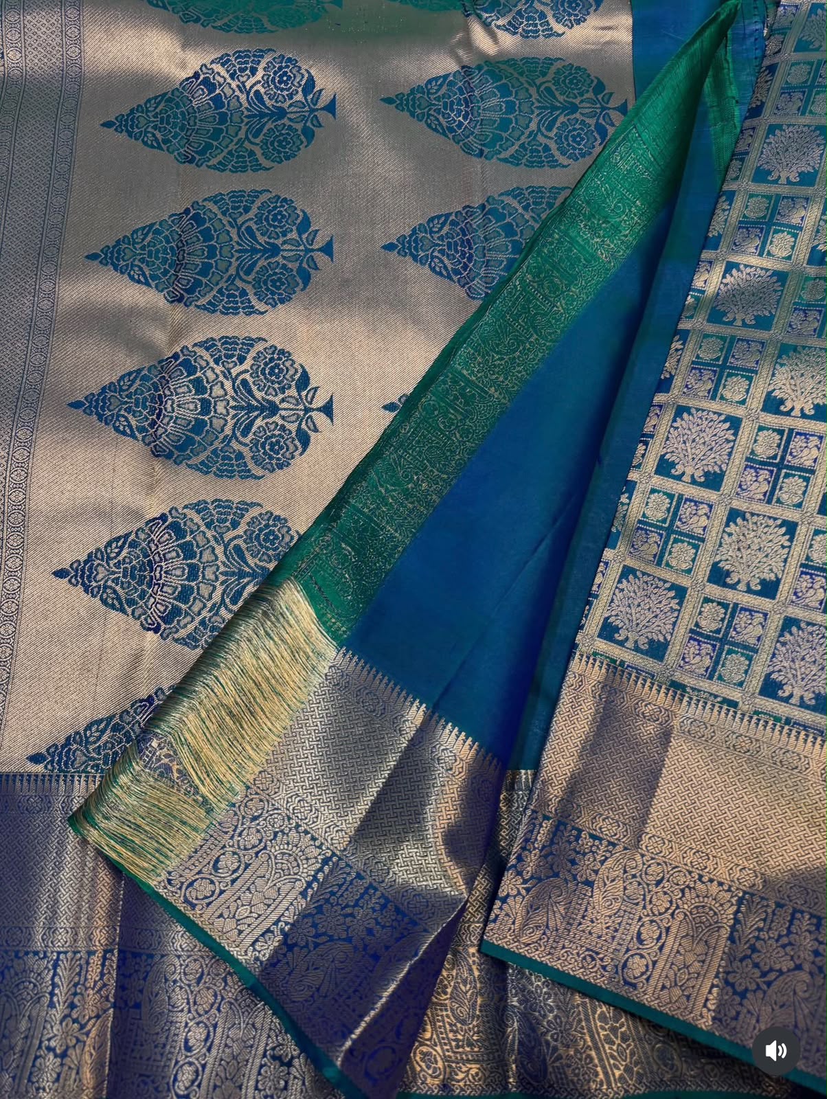 KANCHIPURAM PURE SILK SAREE | SILKMARK® CERTIFIED - TEAL BLUE