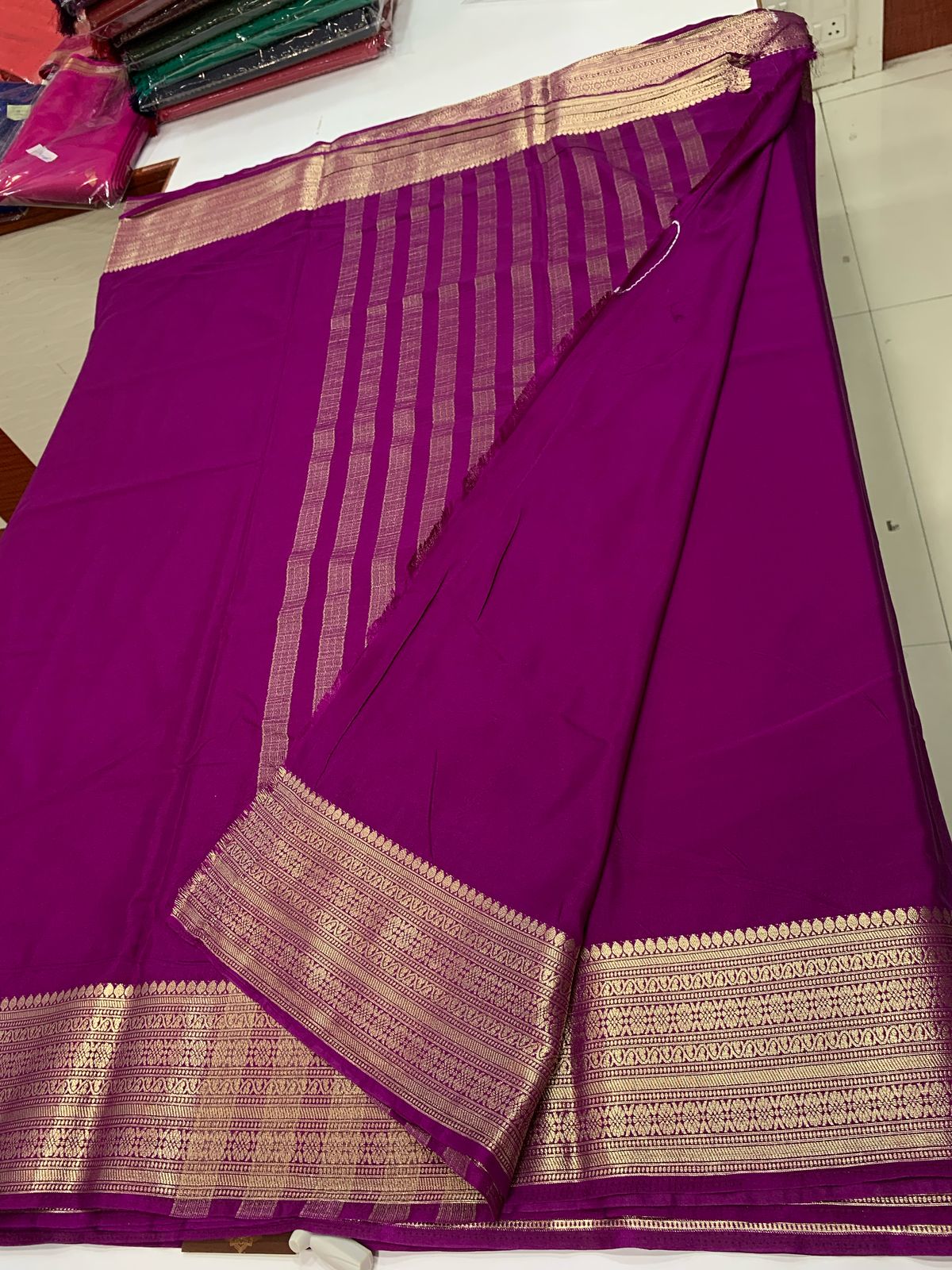 MYSORE PLAIN CREPE SILK SAREE - VIOLET
