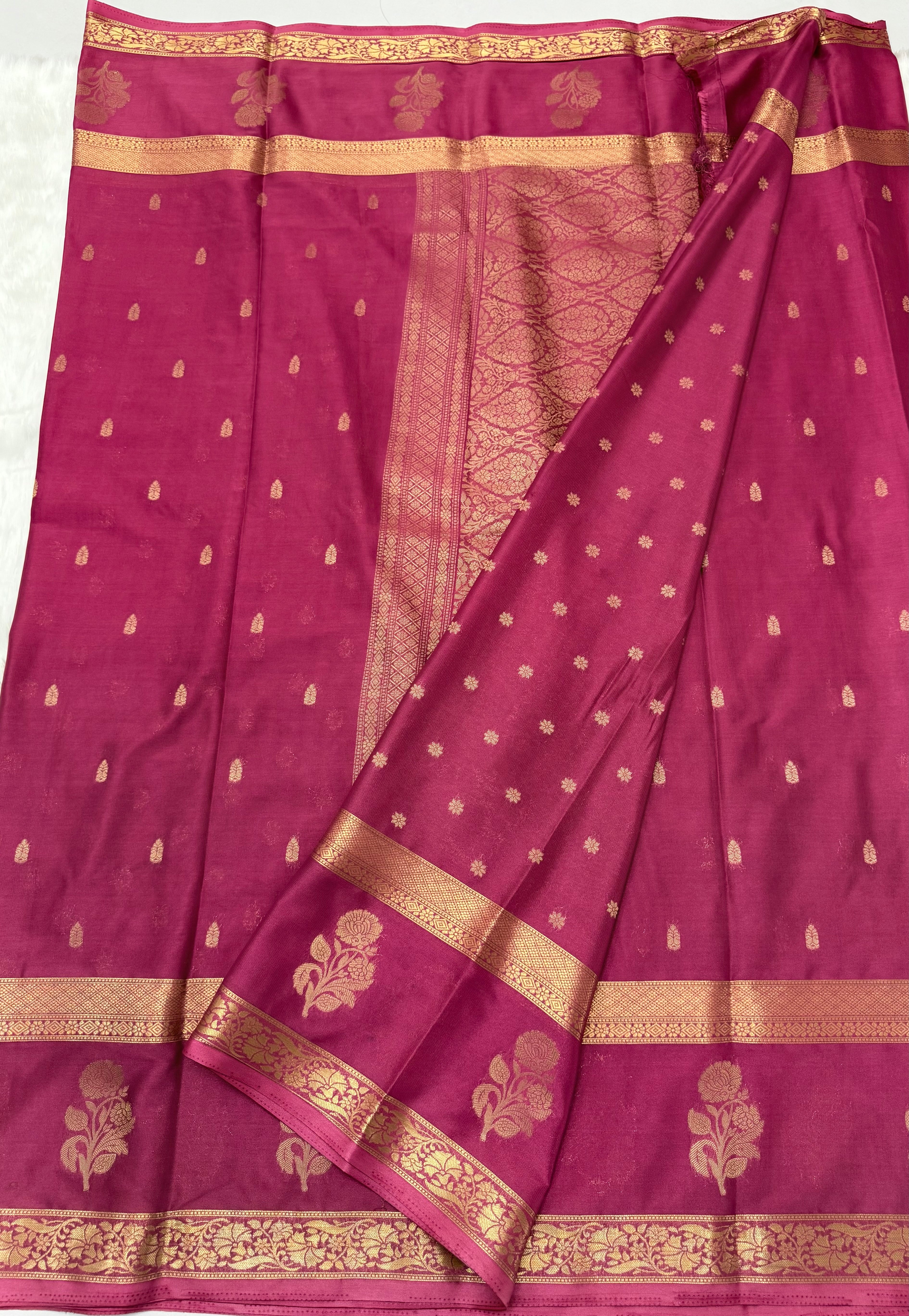 PREMIUM SEMI CREPE SILK SAREE - MULBERRY