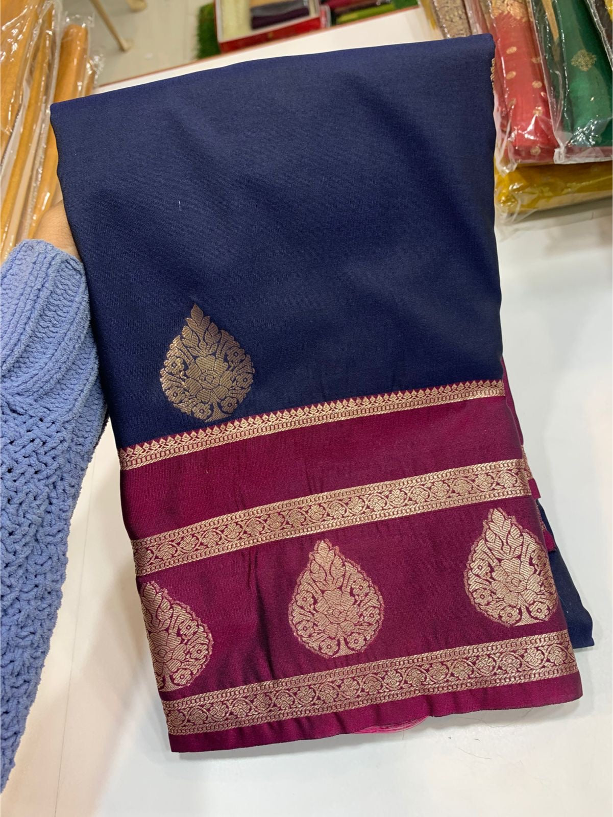 PREMIUM SOFT SEMI KANCHI SILK SAREE - BLUE