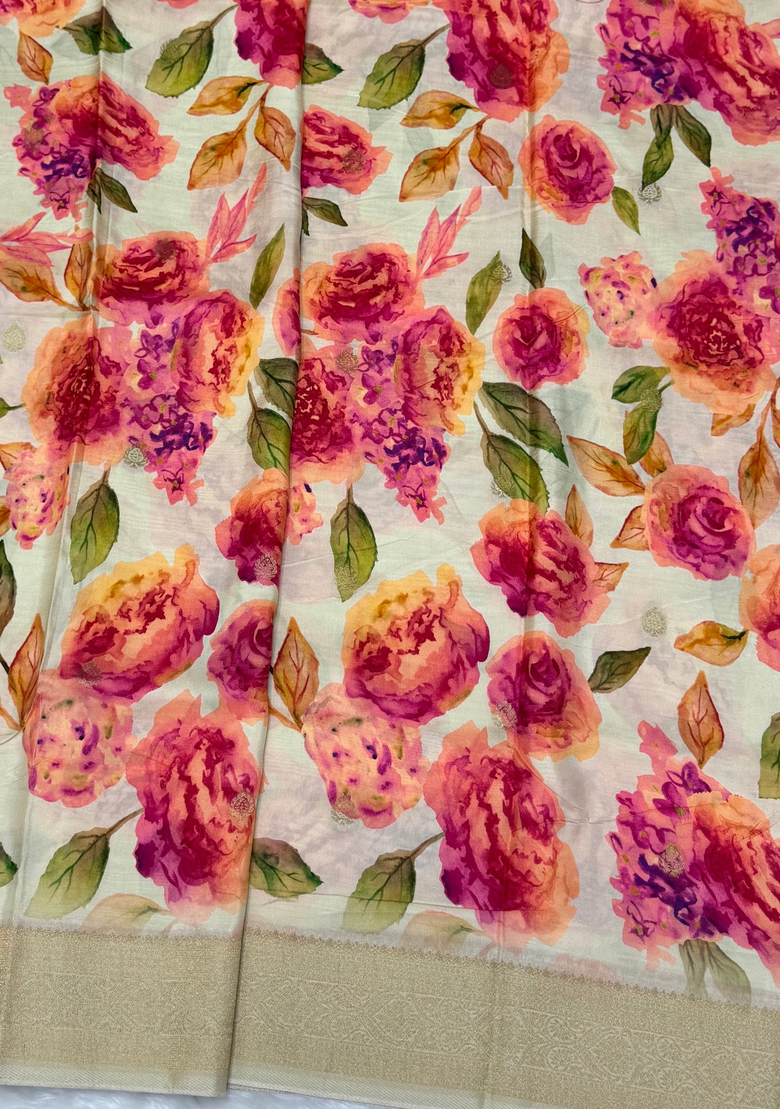 PREMIUM FLORAL PRINTED MASAKALI SAREE - MULTICOLOUR