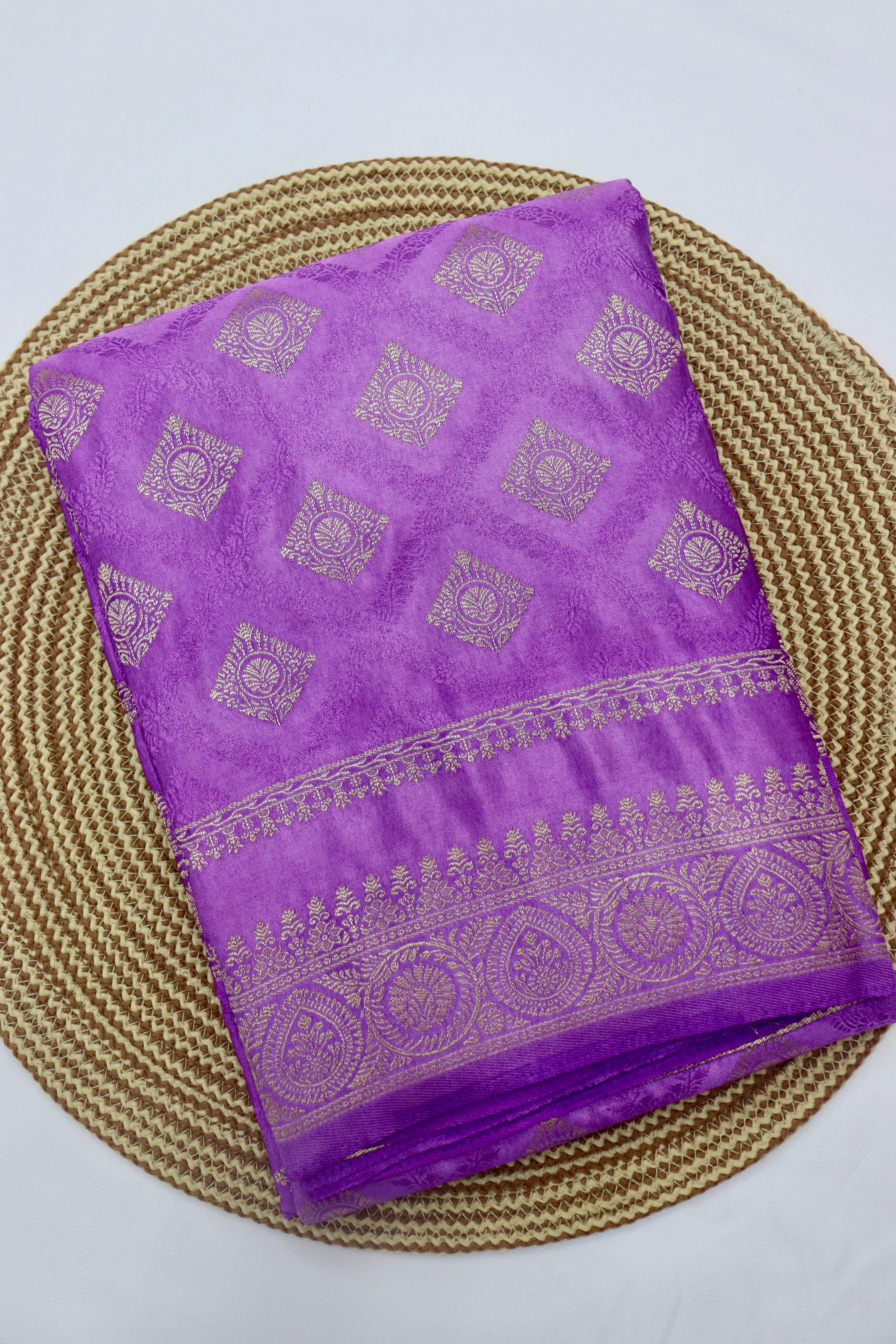 PREMIUM SATIN CREPE SILK SAREE - VIOLET