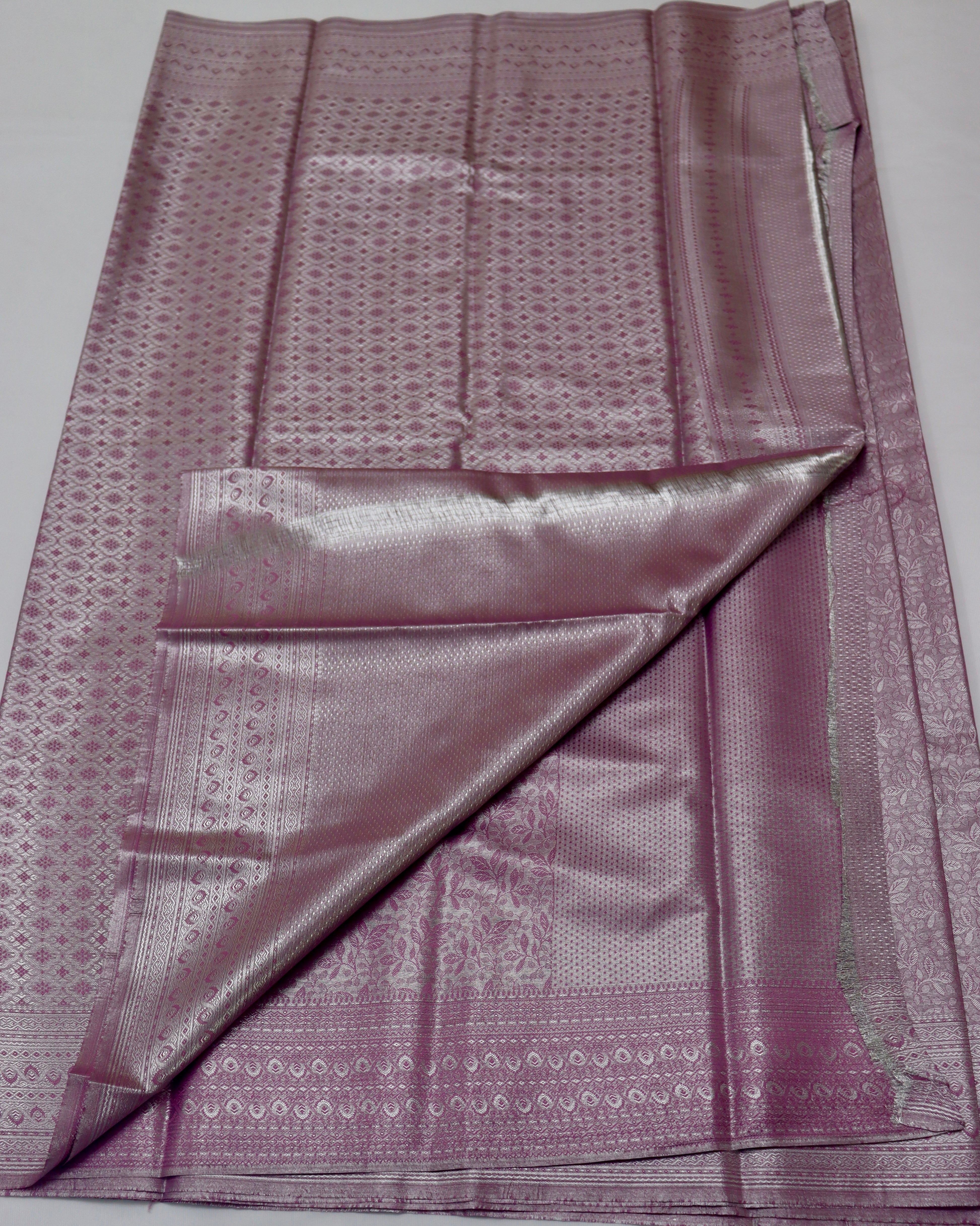 PREMIUM KANCHI TISUSE SILK SAREE - SILVER PINK