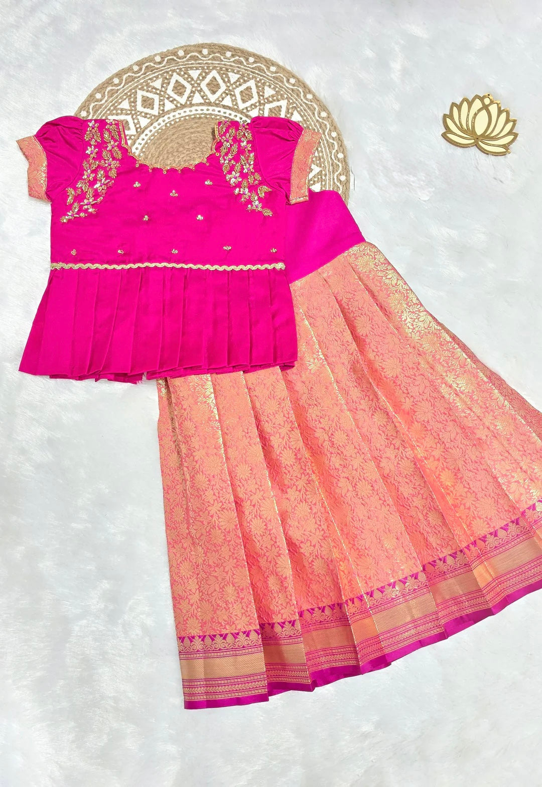 DESIGNER PINK PATTU PAVADAI