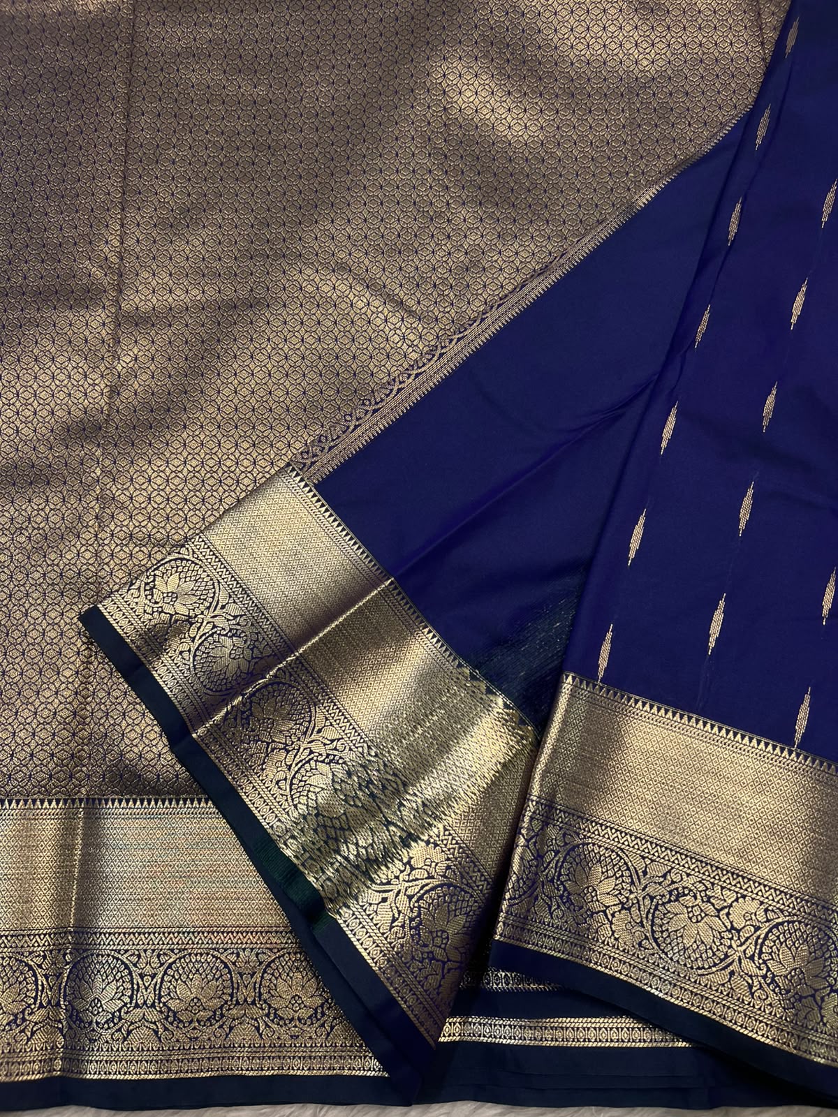 PREMIUM SEMI KANCHI SILK SAREE - ST PATRIC BLUE