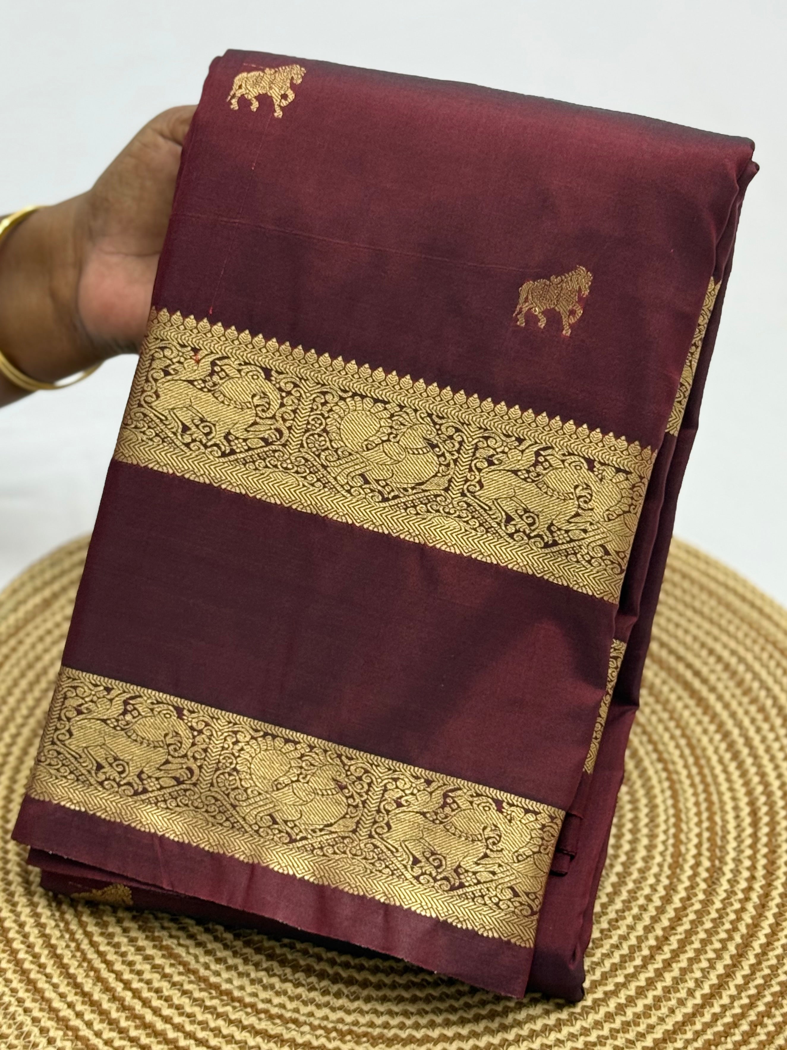 PREMIUM SEMI KANCHI SILK SAREE - GARNET