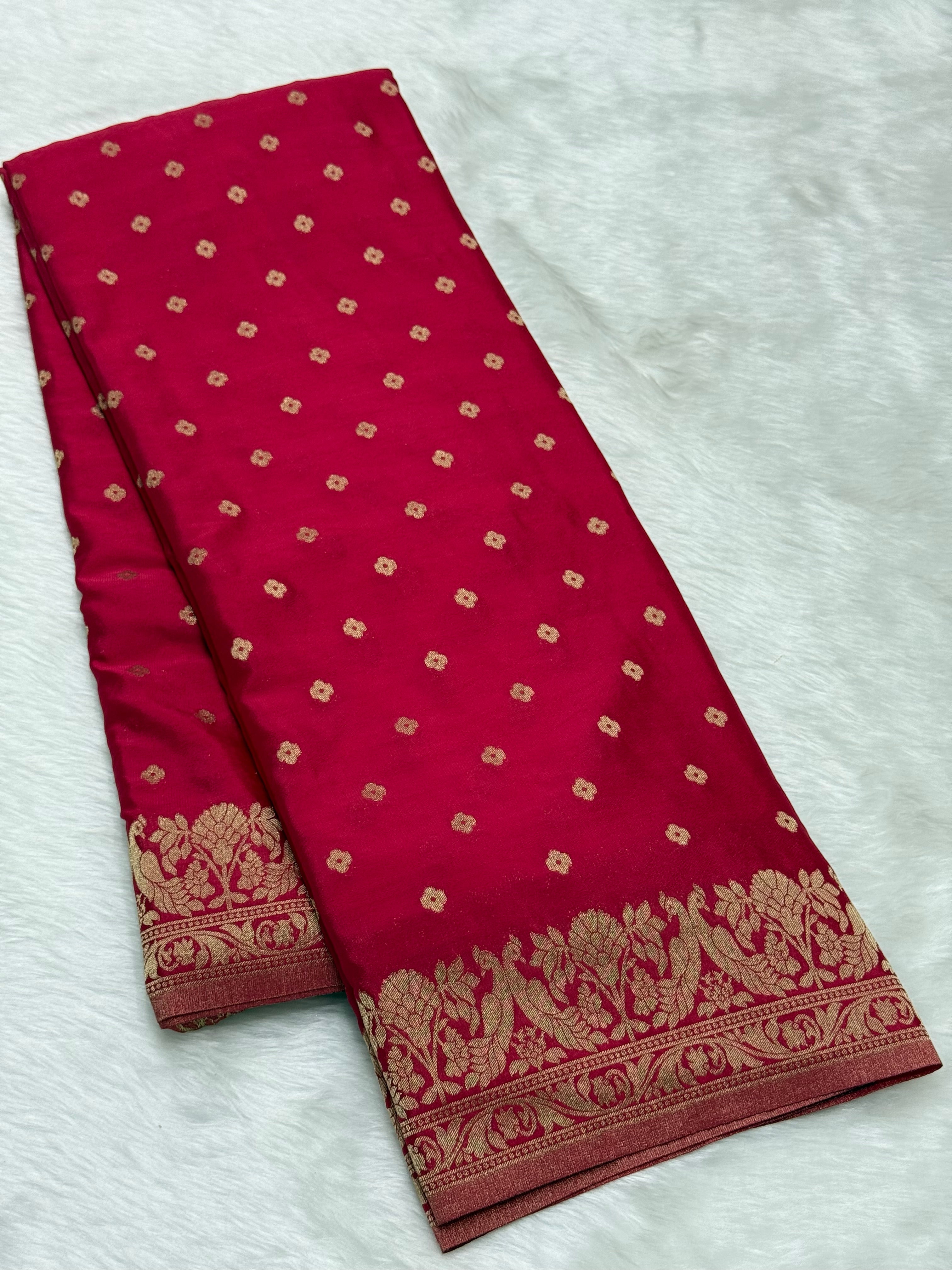 PREMIUM BANARASI SILK SAREE - HOT PINK