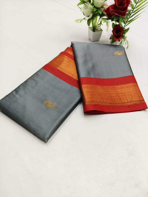 SICO SILK PAITHANI BORDER SAREE - GREY