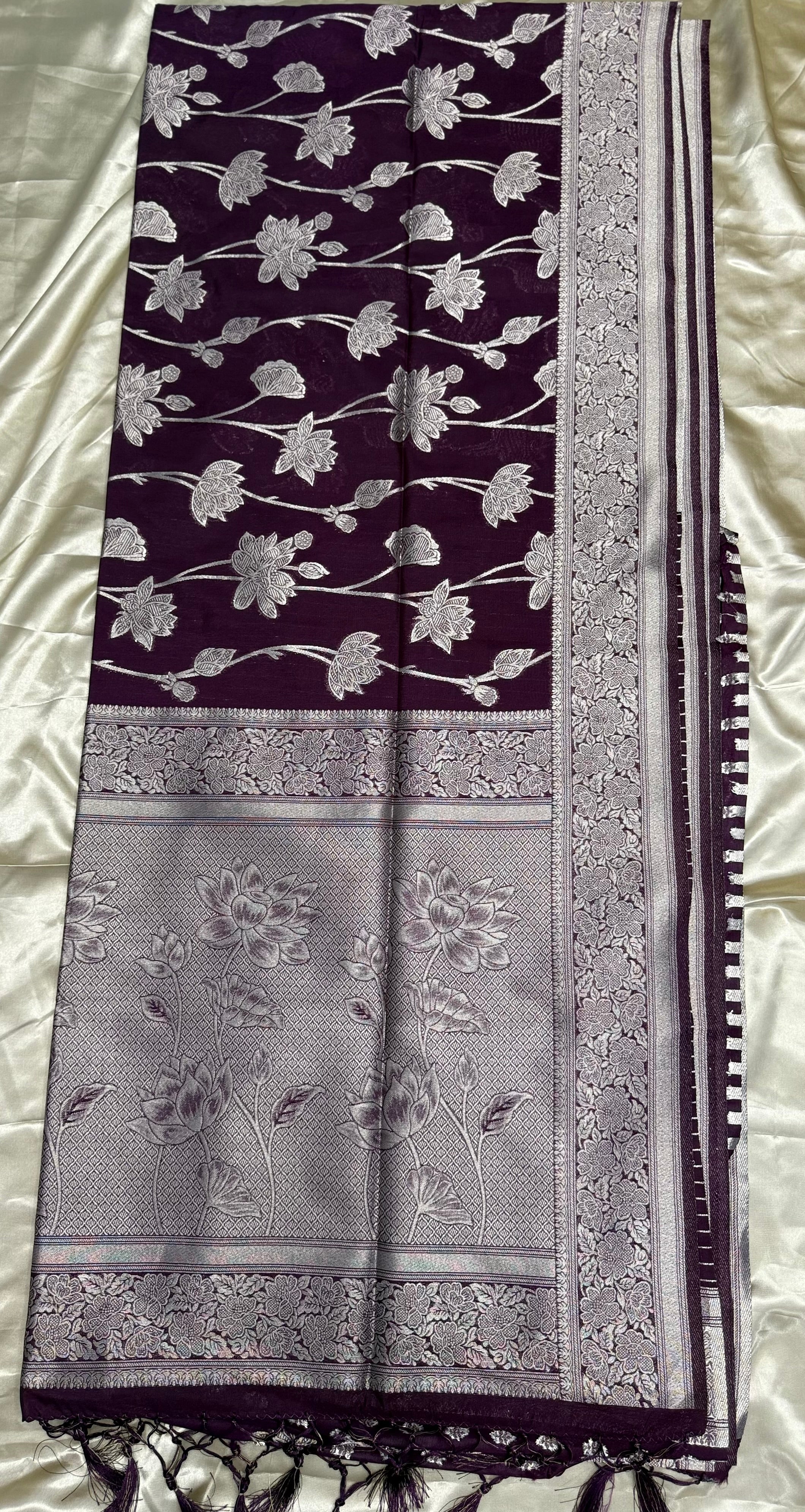 DUPION SOFT SILK SAREE - WINE