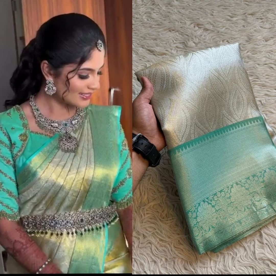 CELEBRITY INSPIRED BANARAS SILK SAREE - SILVER