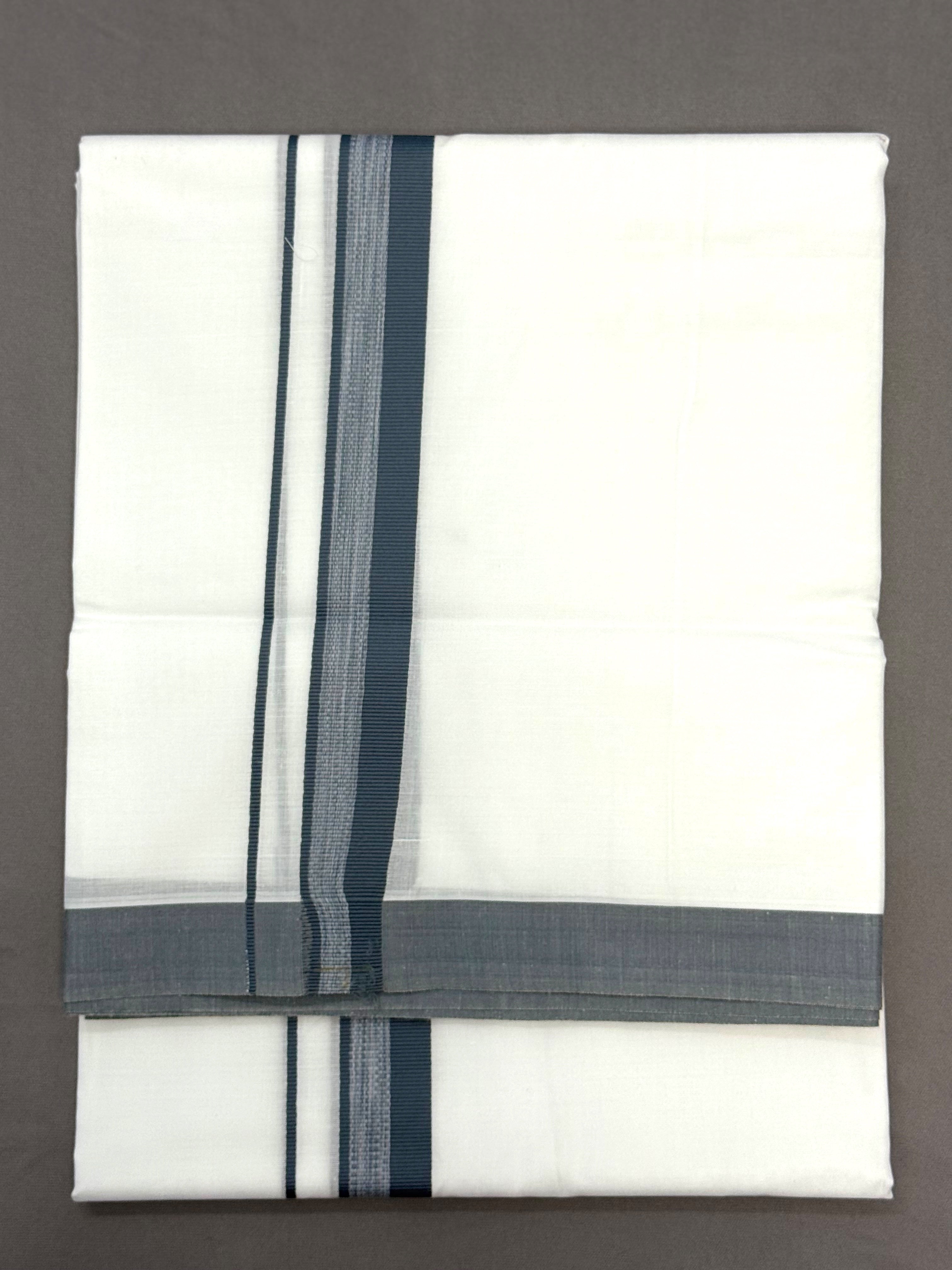 MEN'S DOUBLE DHOTI WHITE WITH FANCY BORDER