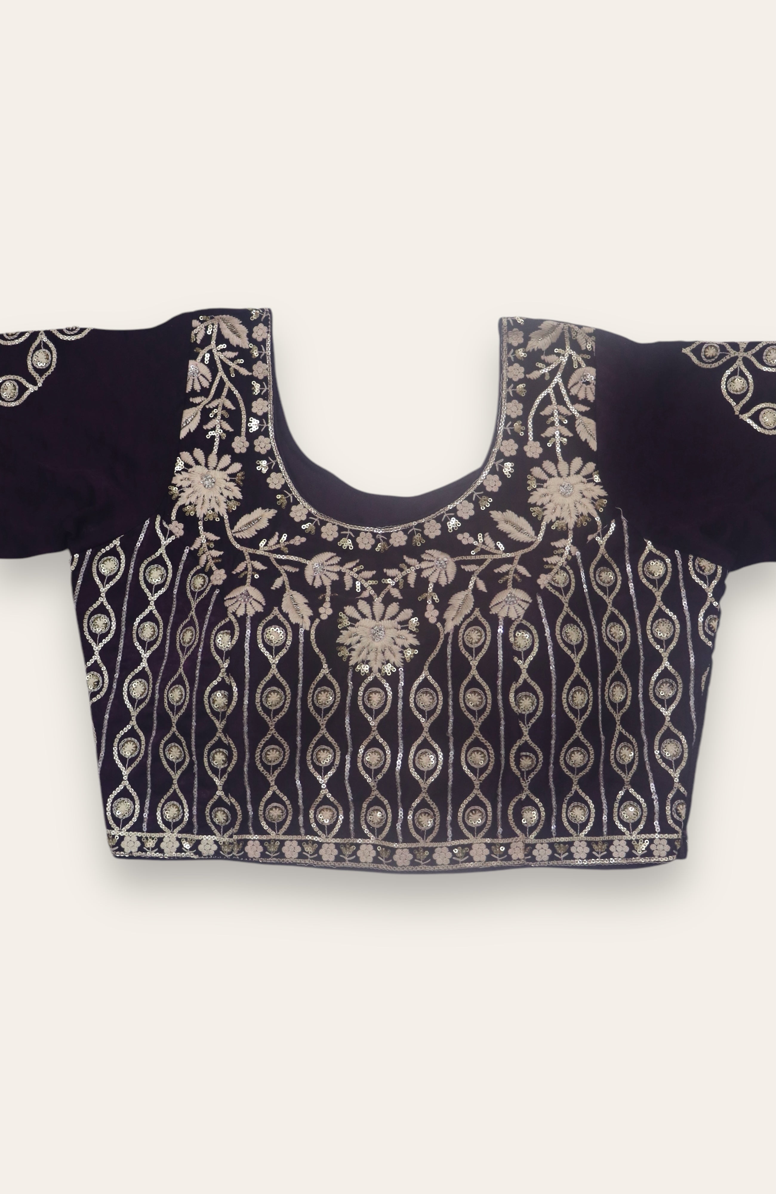 FANCY READYMADE SAREE BLOUSE - EGGPLANT