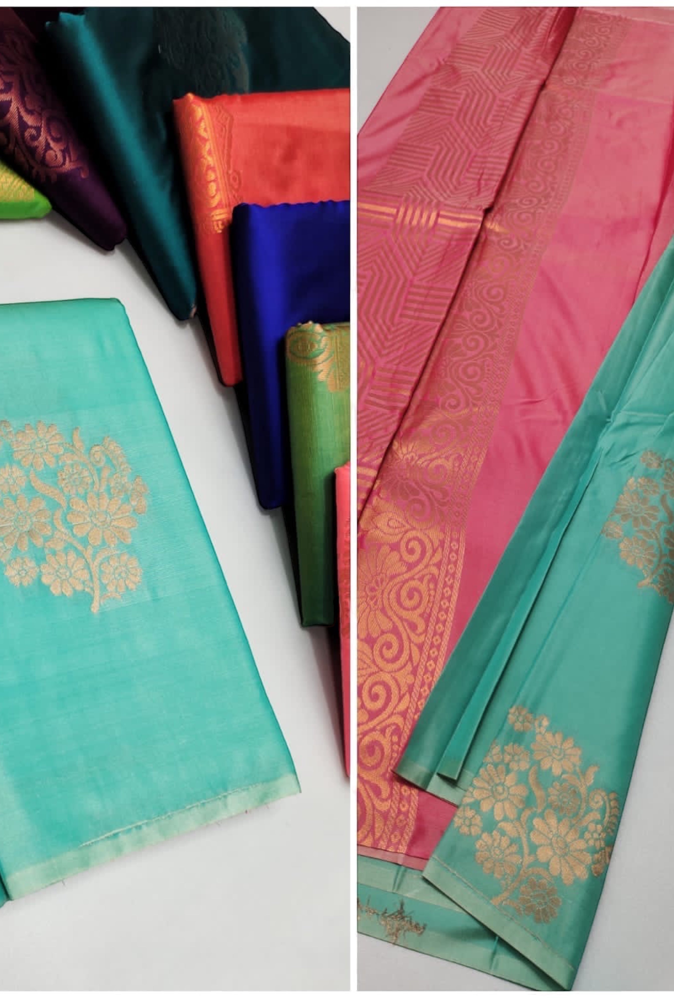 ARANI SOFT SILK SAREES - TURQUOISE BLUE