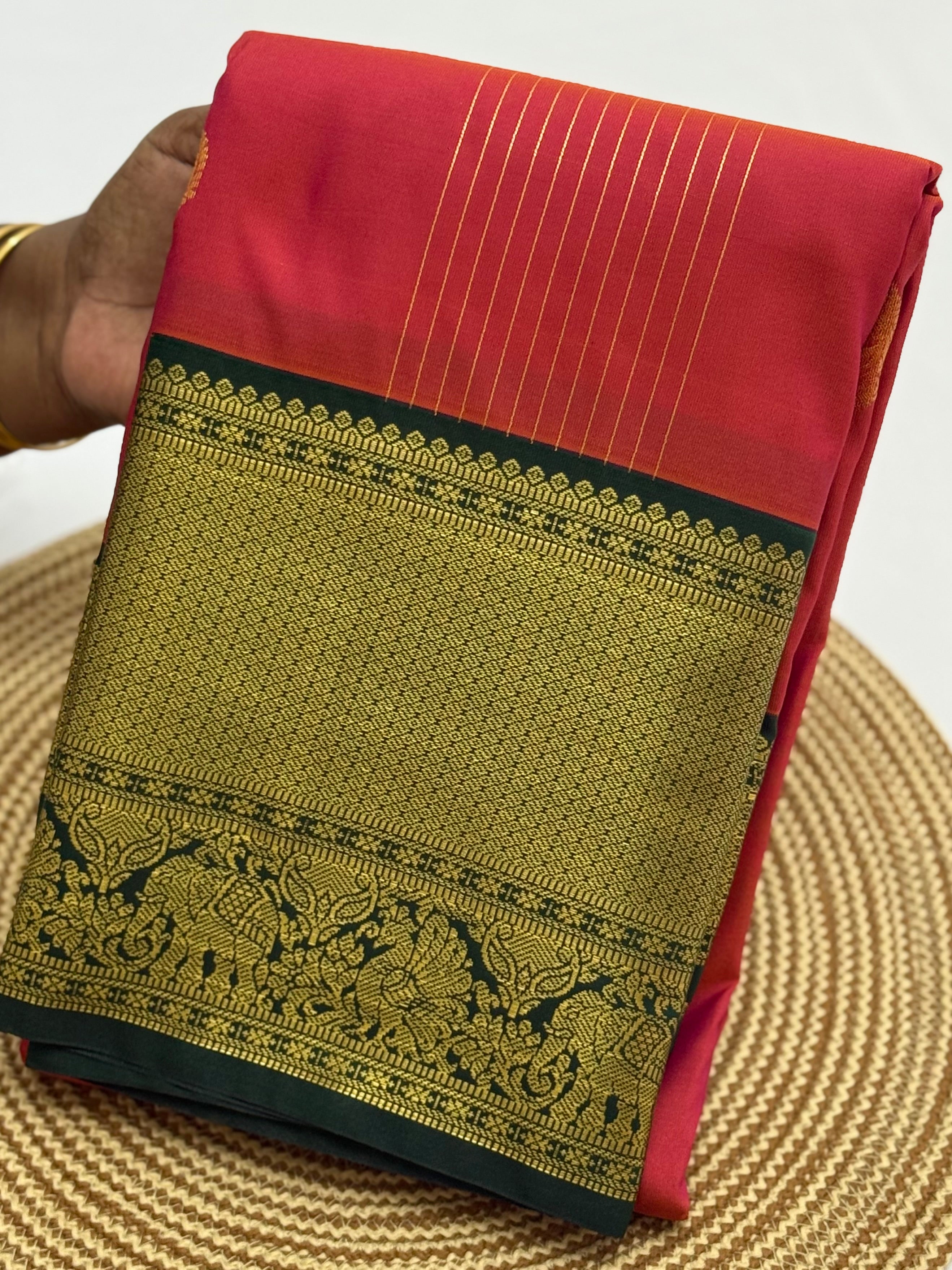 PREMIUM SEMI KANCHI SILK SAREE - PUNCH
