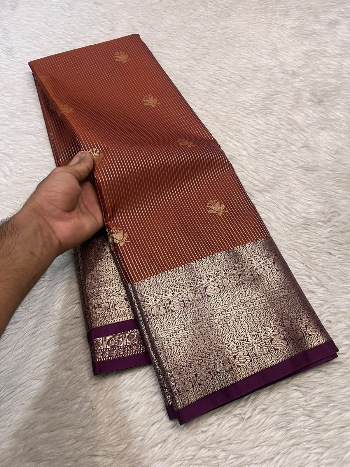PREMIUM SEMI KANCHI SILK SAREE - RUSTY MAROON