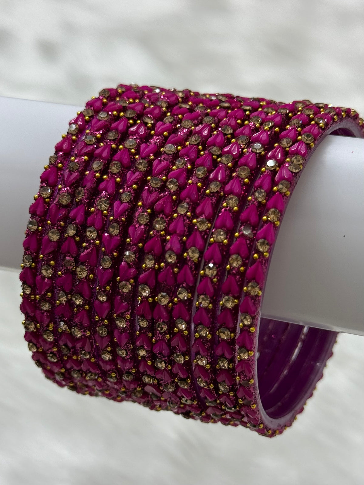 DESIGNER STONE STUDDED GLASS BANGLES PACK OF 12