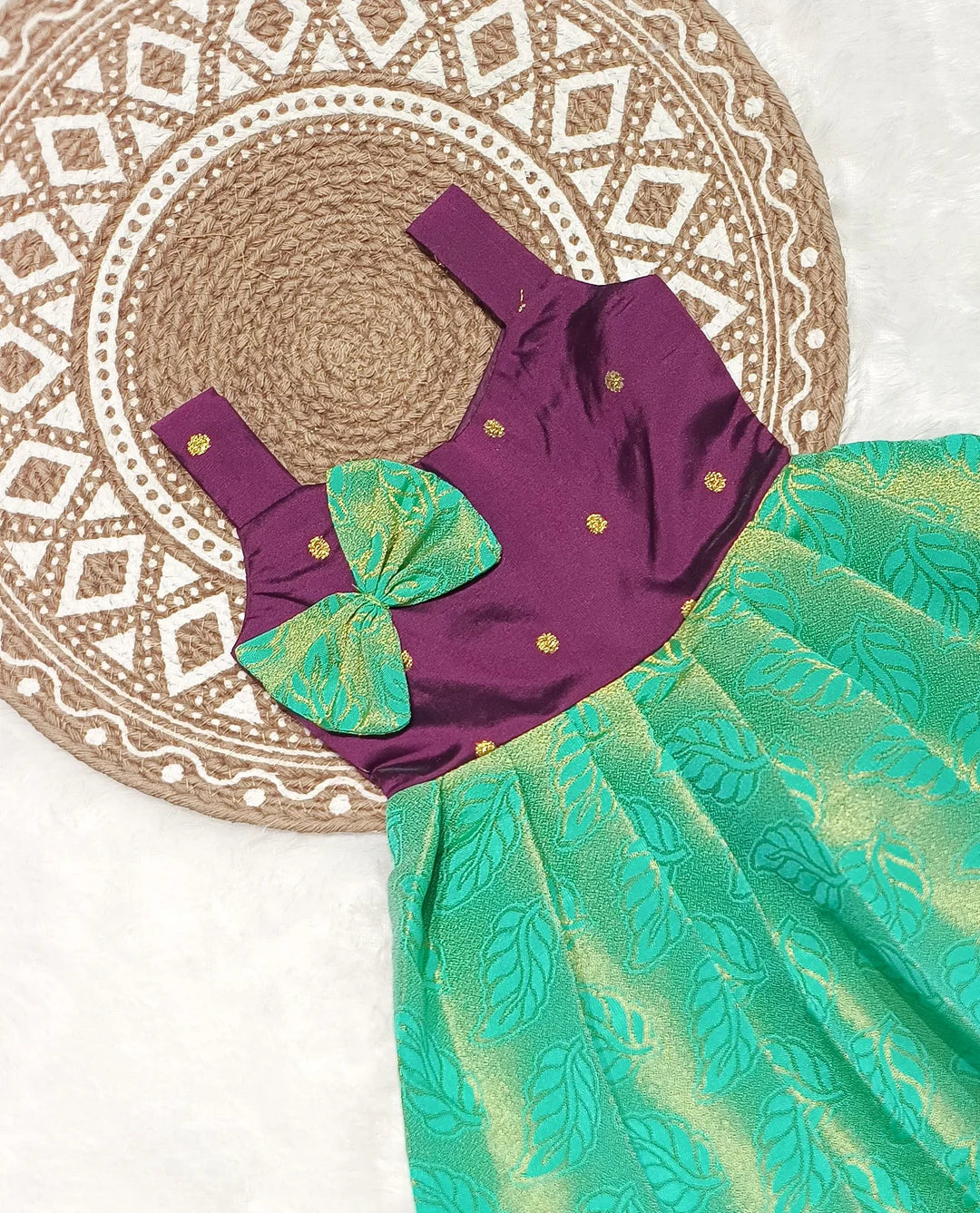 PURPLE GREEN NEW BORN FROCK