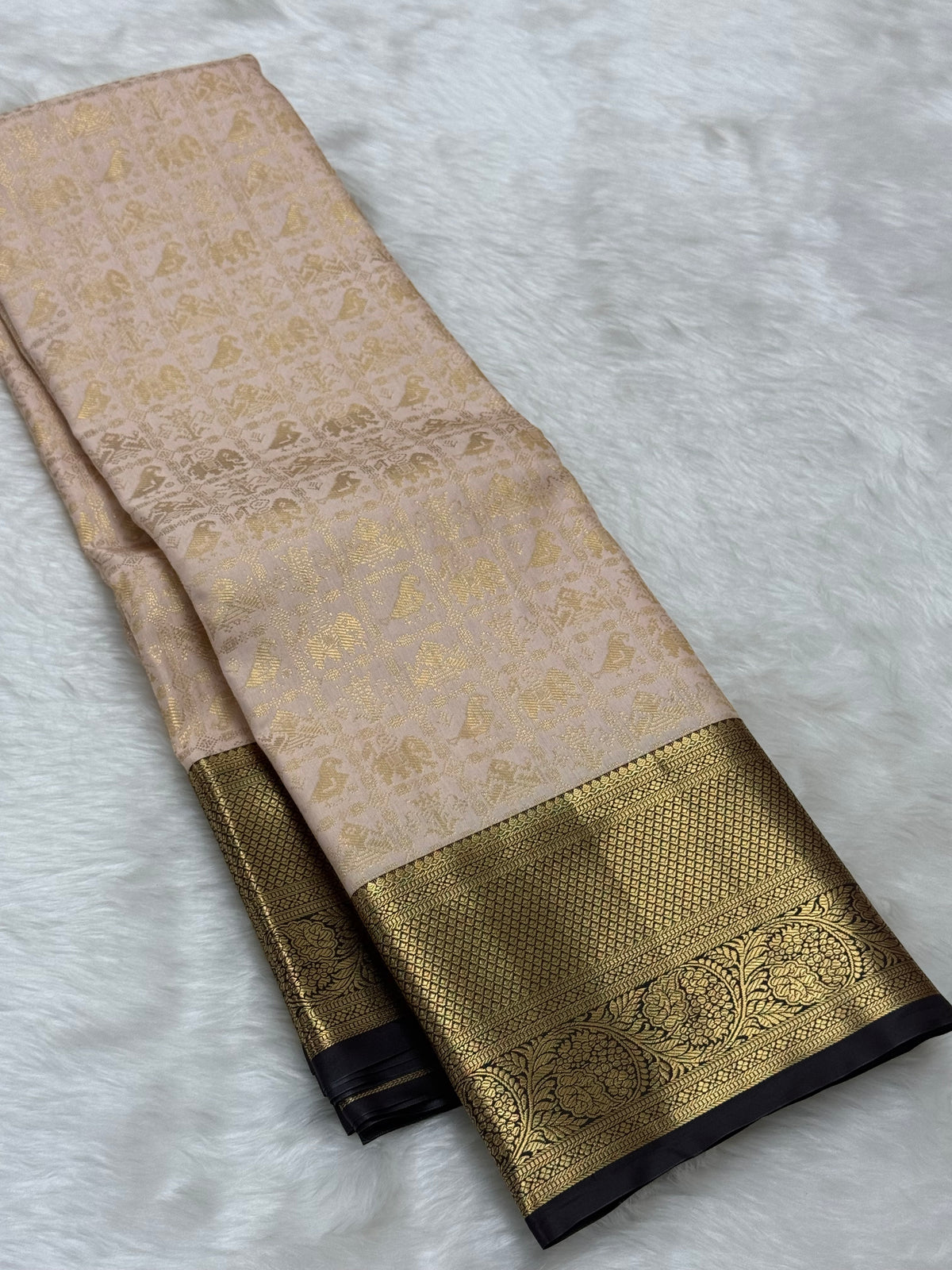 PREMIUM SEMI KANCHI SILK SAREE - CREAM