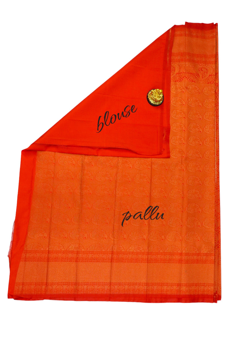 DARK ORANGE ART SILK SAREE WITH COPPER ZARI BORDER