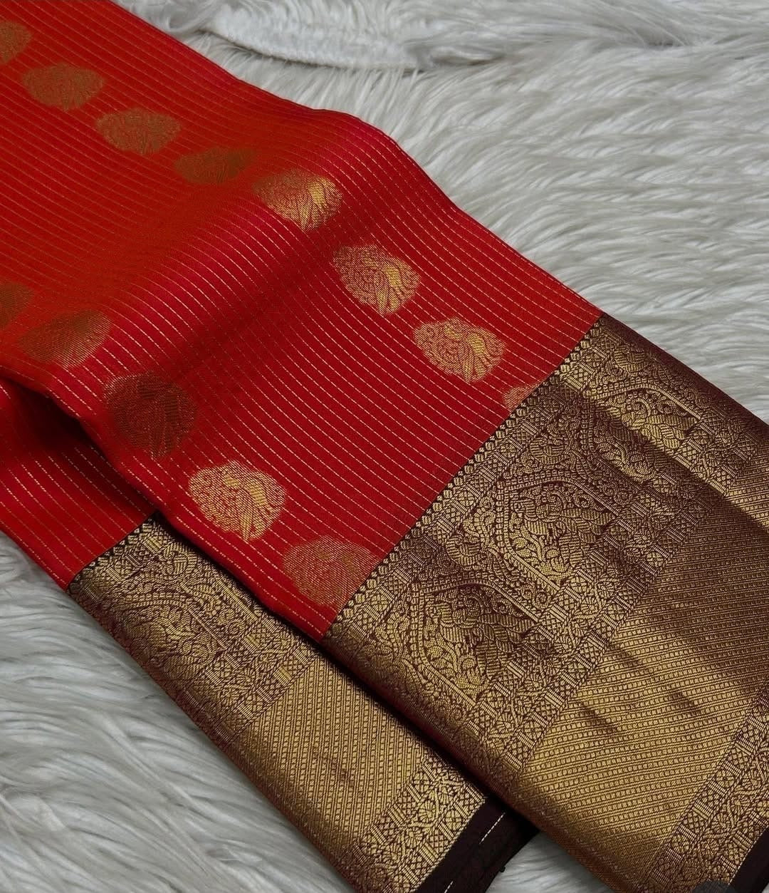 KANCHIPURAM PURE SILK SAREE | SILKMARK® CERTIFIED - ORANGE