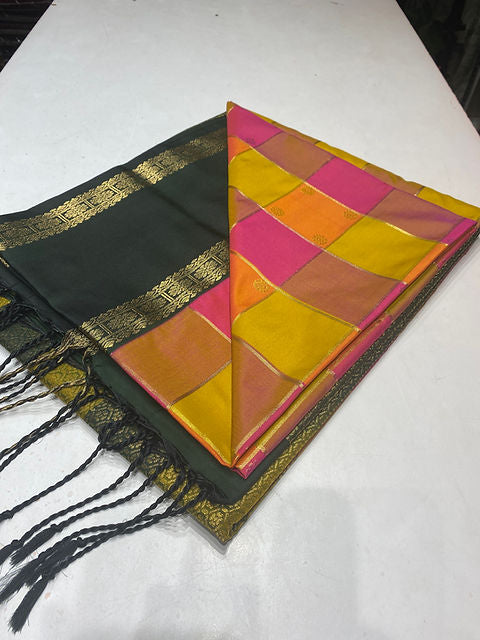 PREMIUM PINK ORANGE YELLOW BORDER PAALUM PAZHAMUM SAREE