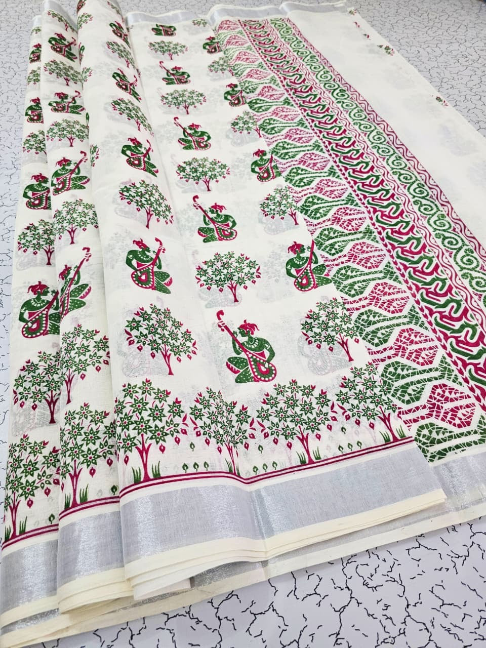 PRINTED WORK KERALA COTTON SAREES