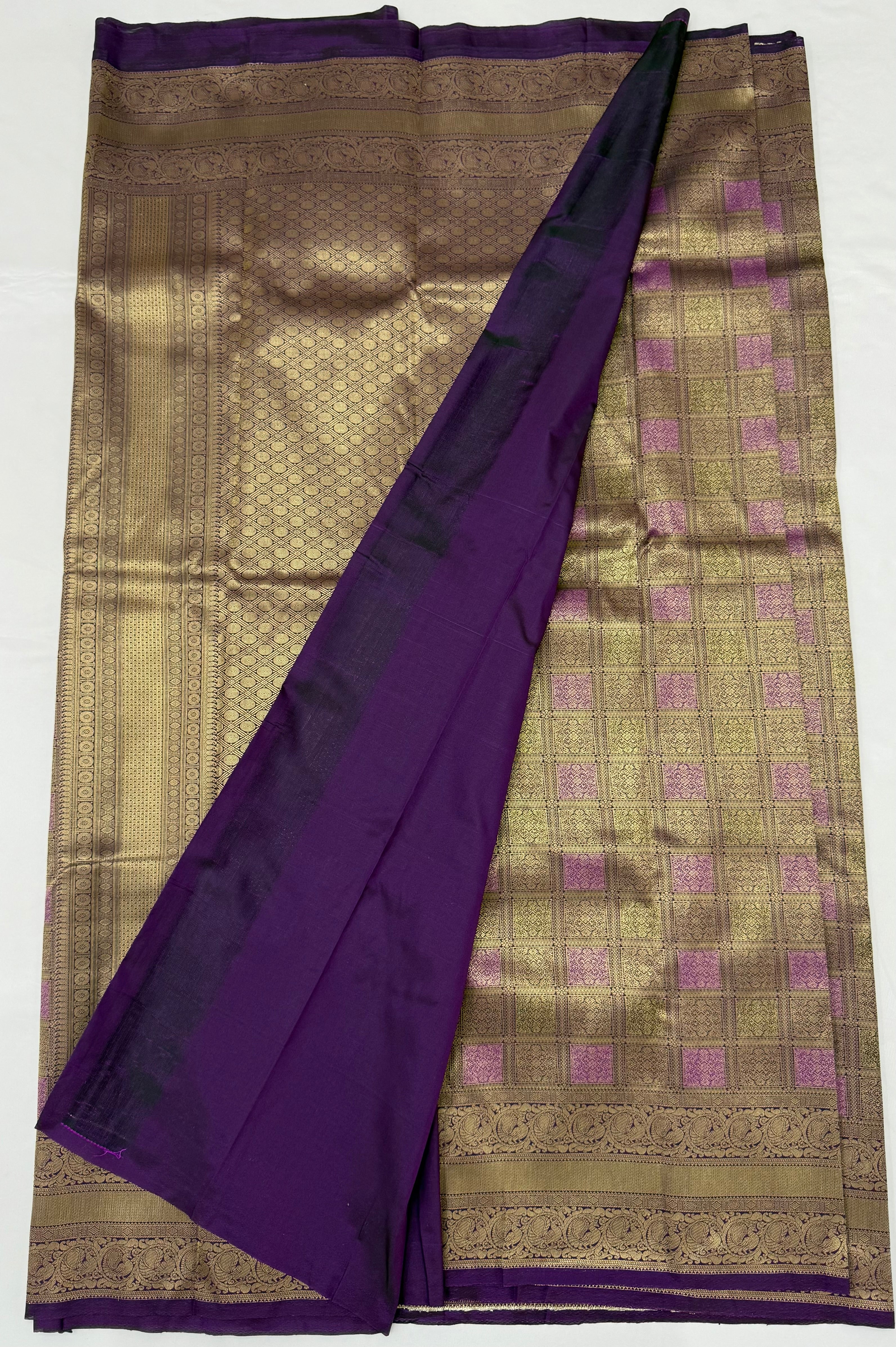 PREMIUM SEMI KANCHI SILK SAREE - DEEP PLUM