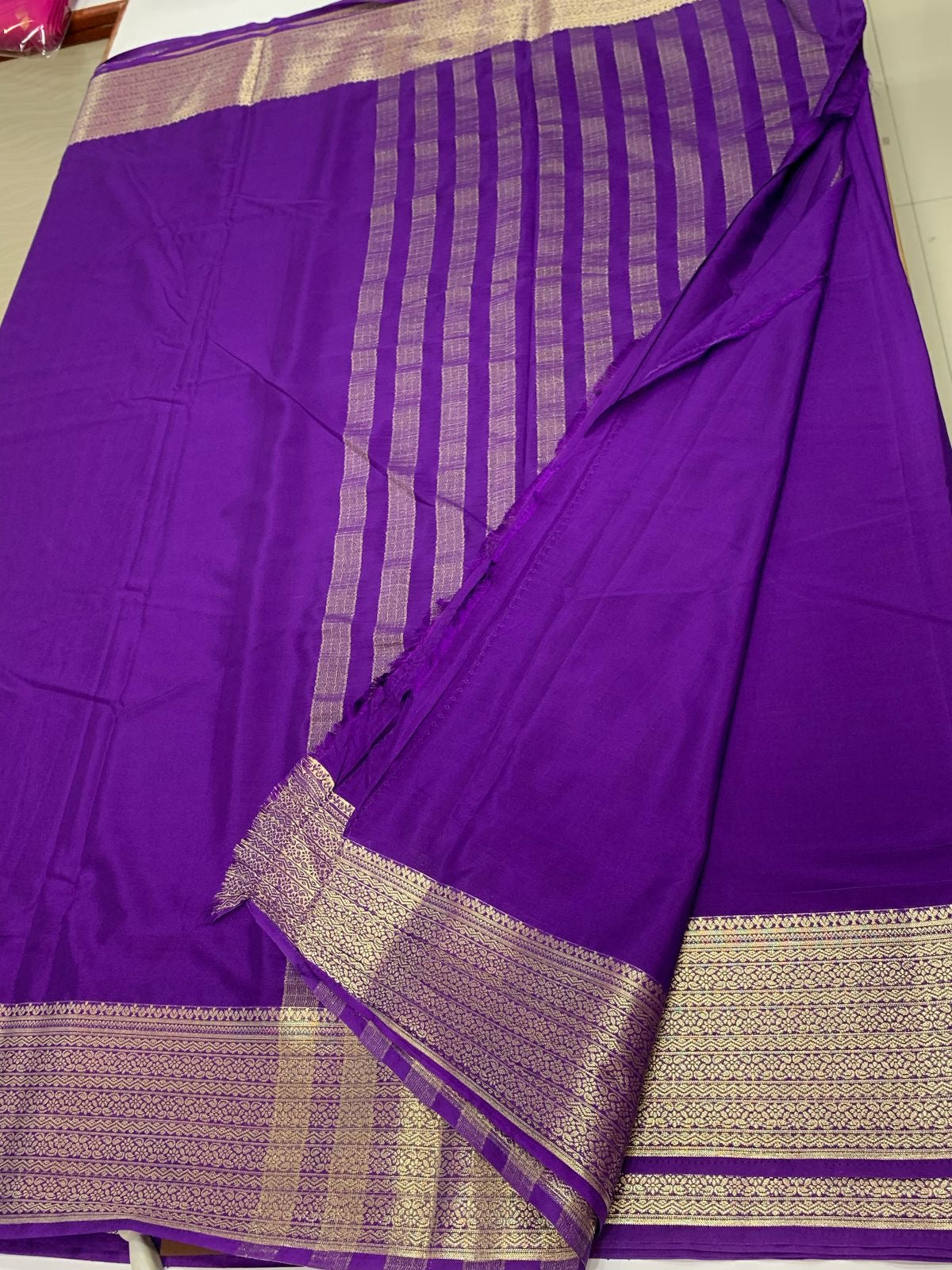 MYSORE PLAIN CREPE SILK SAREE - PURPLE