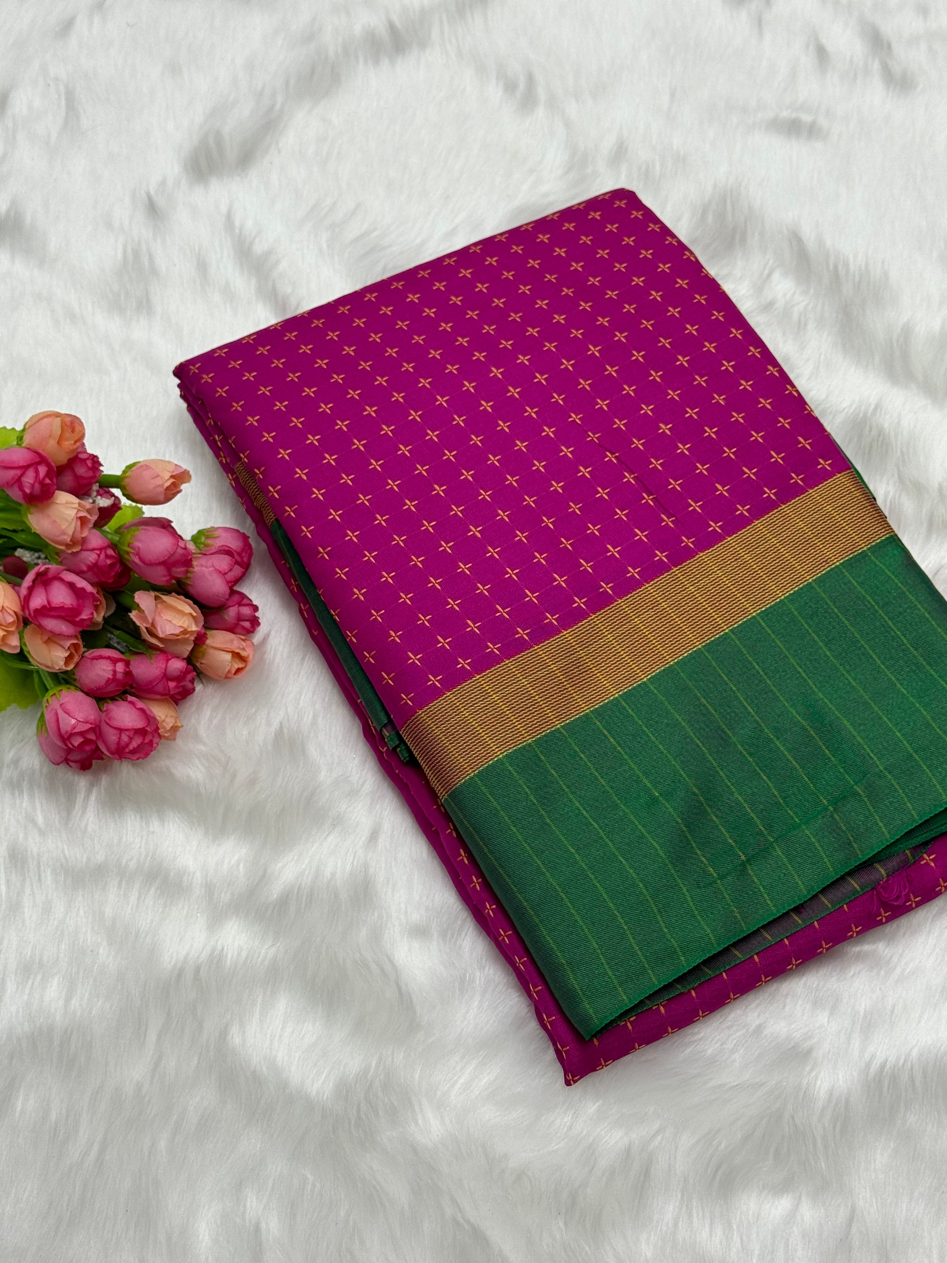 FANCY THREAD DOTED SOFT SILK SAREES - BARBIE PINK