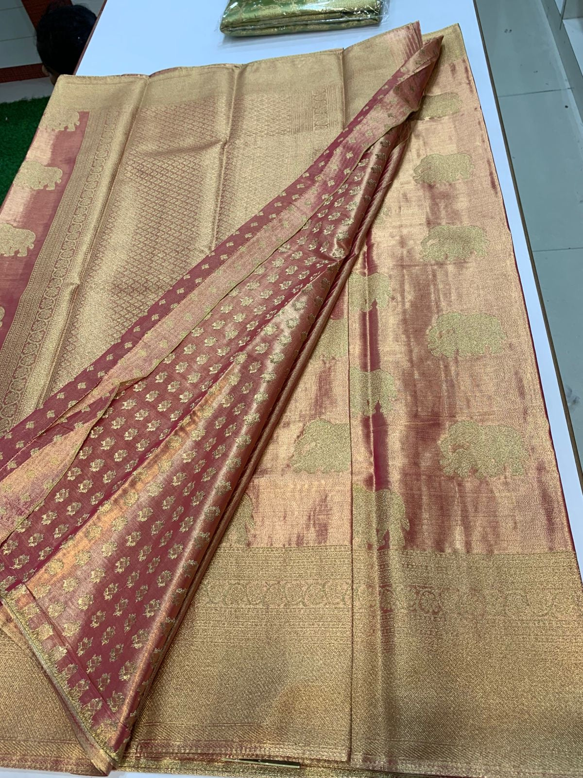PREMIUM KANCHI TISUSE SILK SAREE - PASTEL PINK