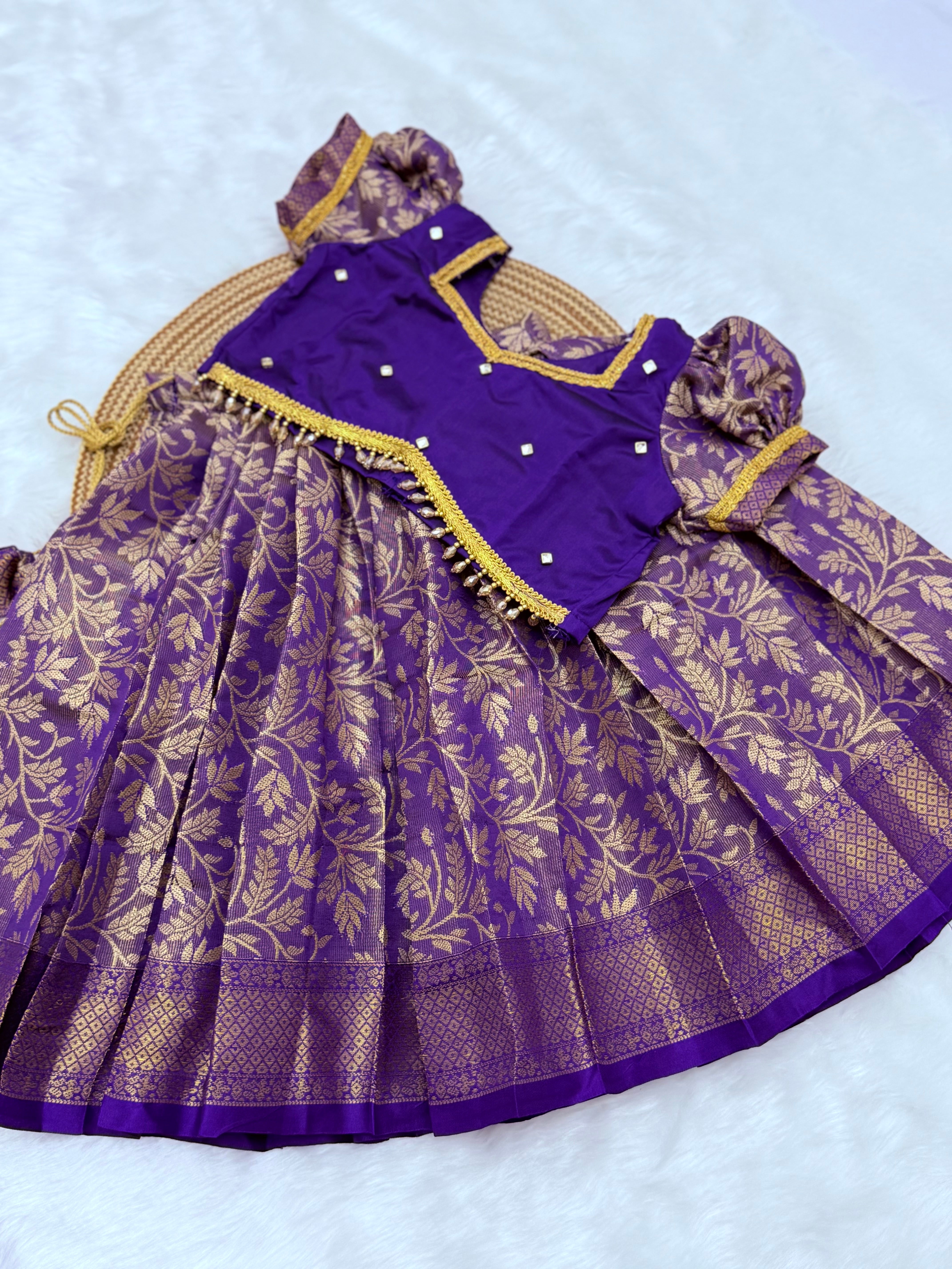 GIRL'S PATTU PAVADAI/READYMADE LEHENGA CHOLI SET