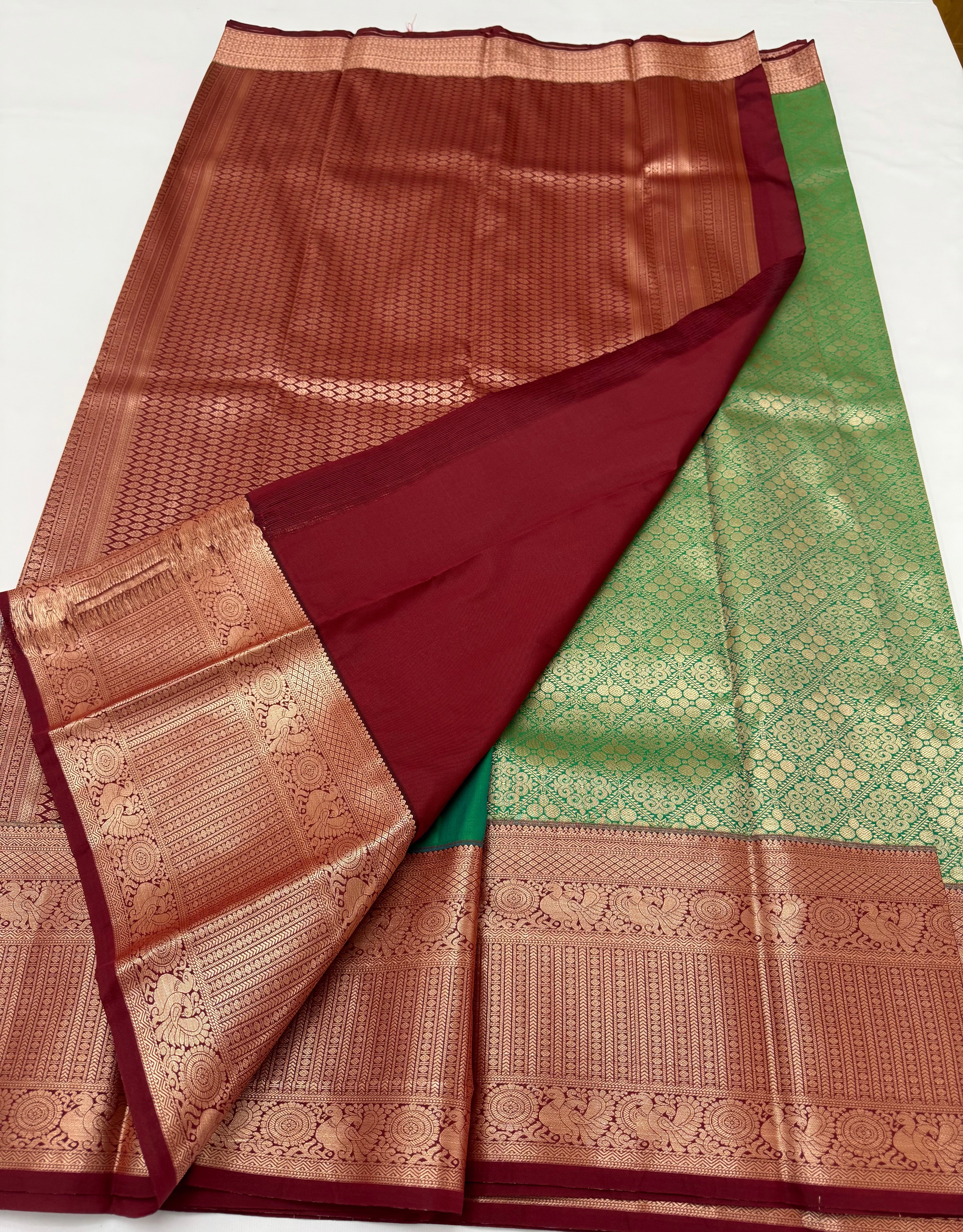 PREMIUM SEMI BROCADE SILK SAREE - EMERALD