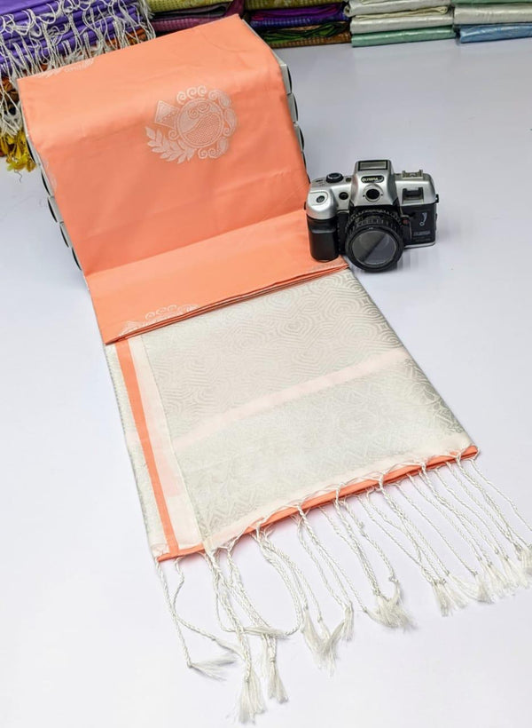 KANCHIPRAM SOFT SILK SAREES - PEACH