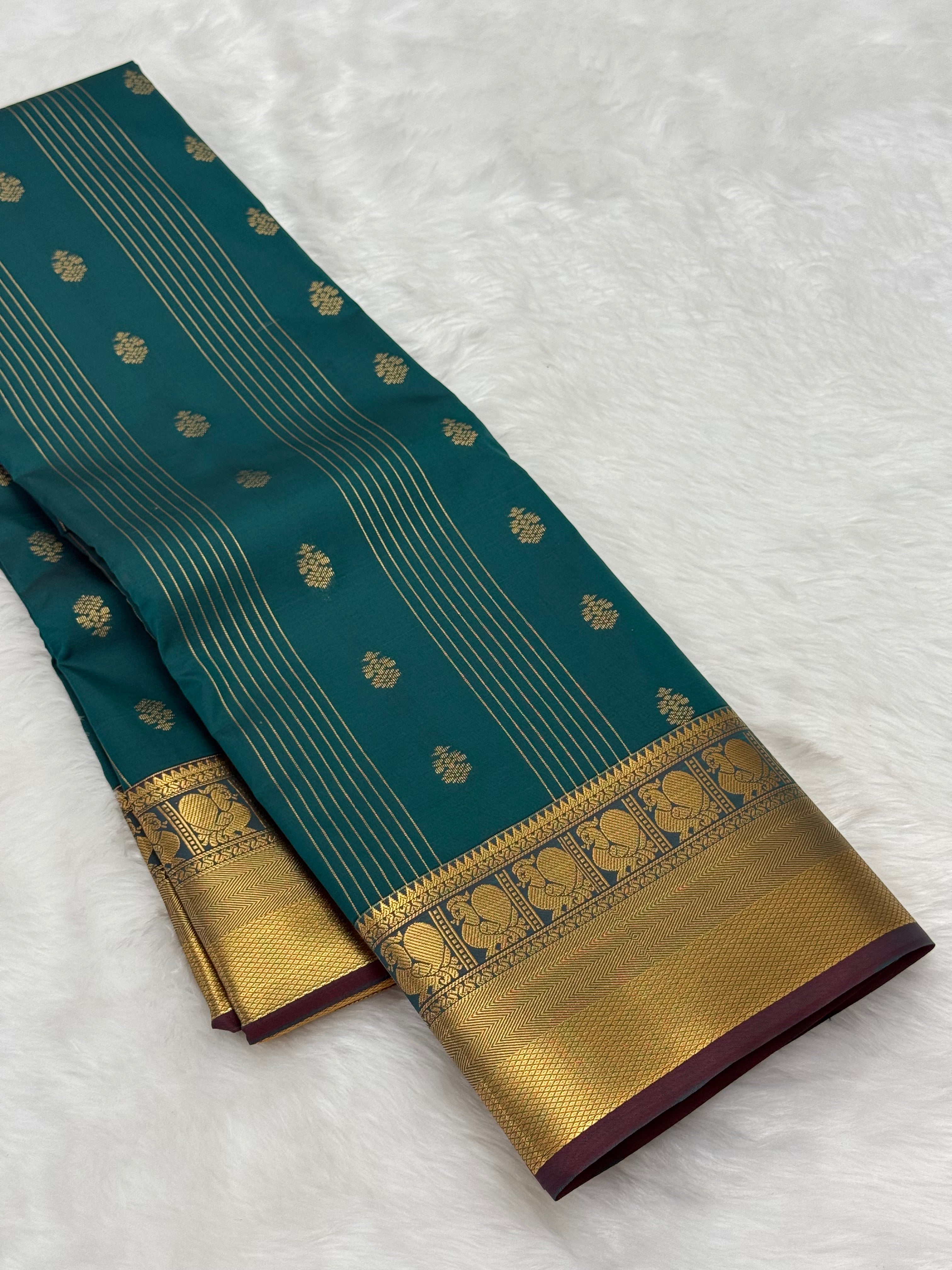 KARUNYA'S SPECIAL SOFT SILK SAREE - PEACOCK GREEN