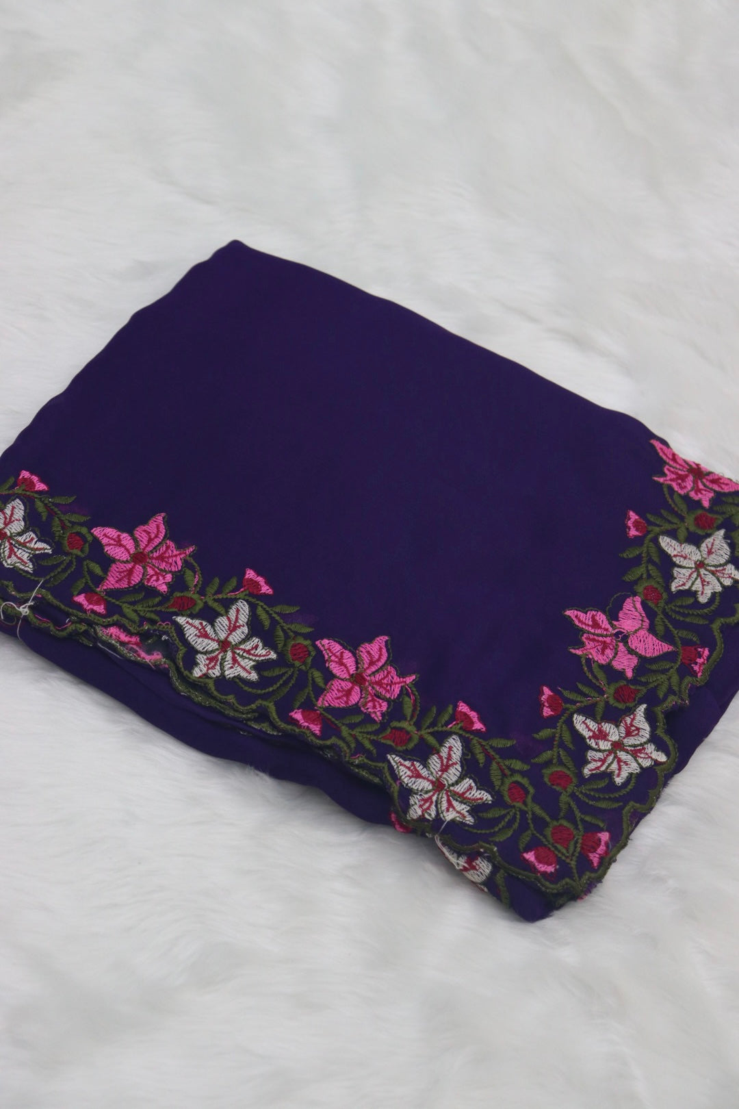 DESIGNER GEORGETTE SAREE WITH BLOUSE PIECE - DEEP VIOLET