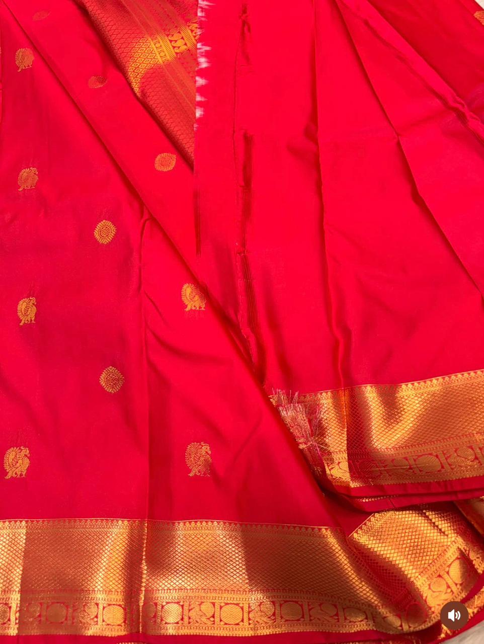 PREMIUM SEMI KANCHI SILK SAREE - RED