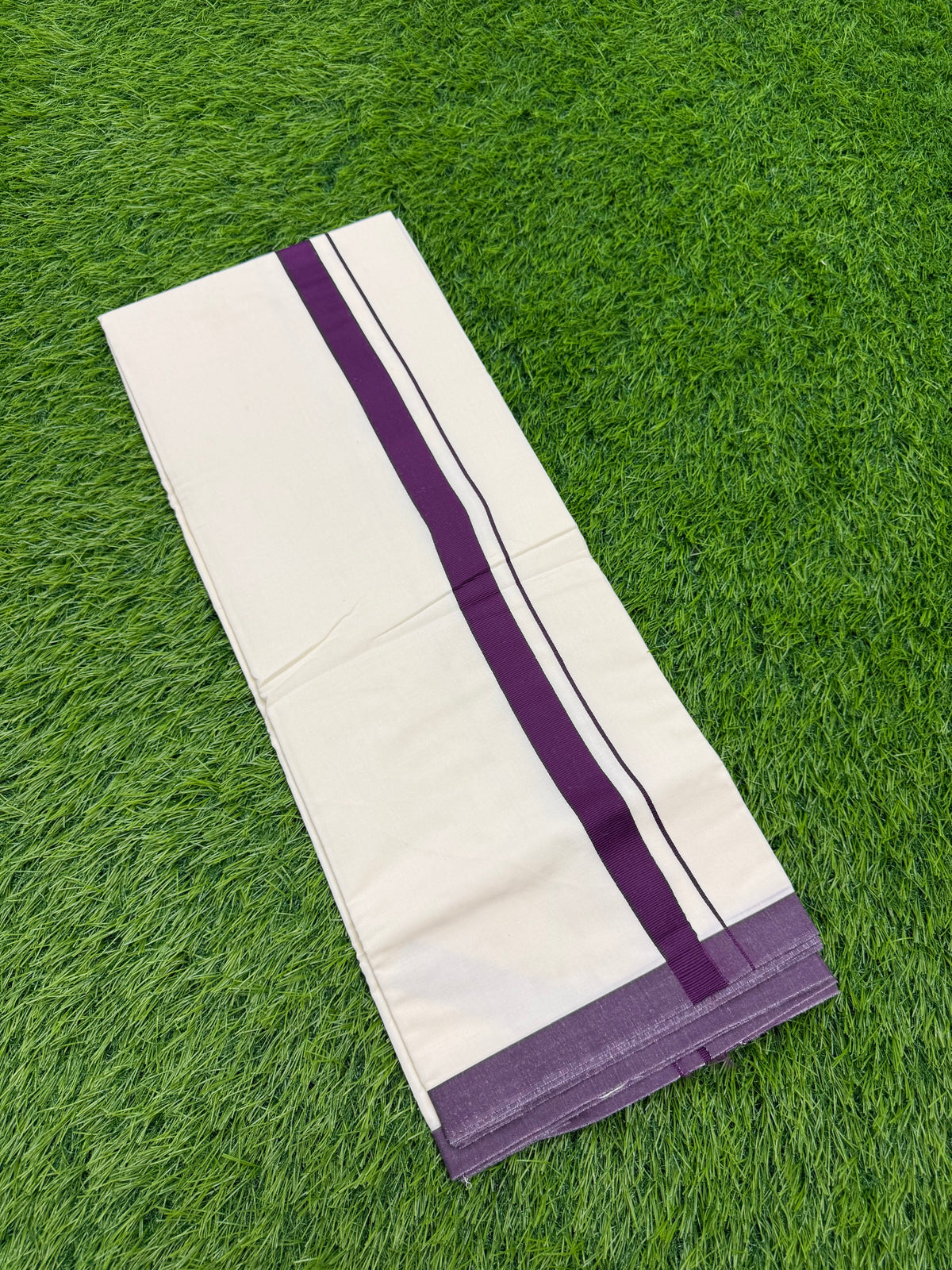 MEN'S CREAM DOUBLE DHOTI WITH FANCY BORDER