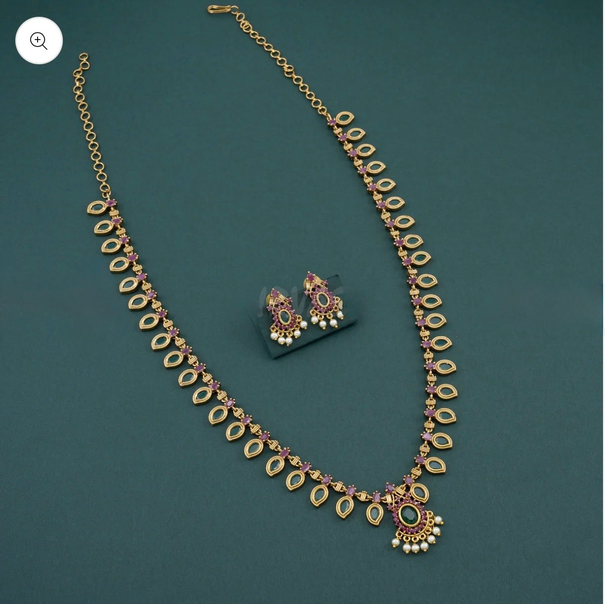 LONG MANGO (17+17) NECKLACE  - RUBY+GREEN